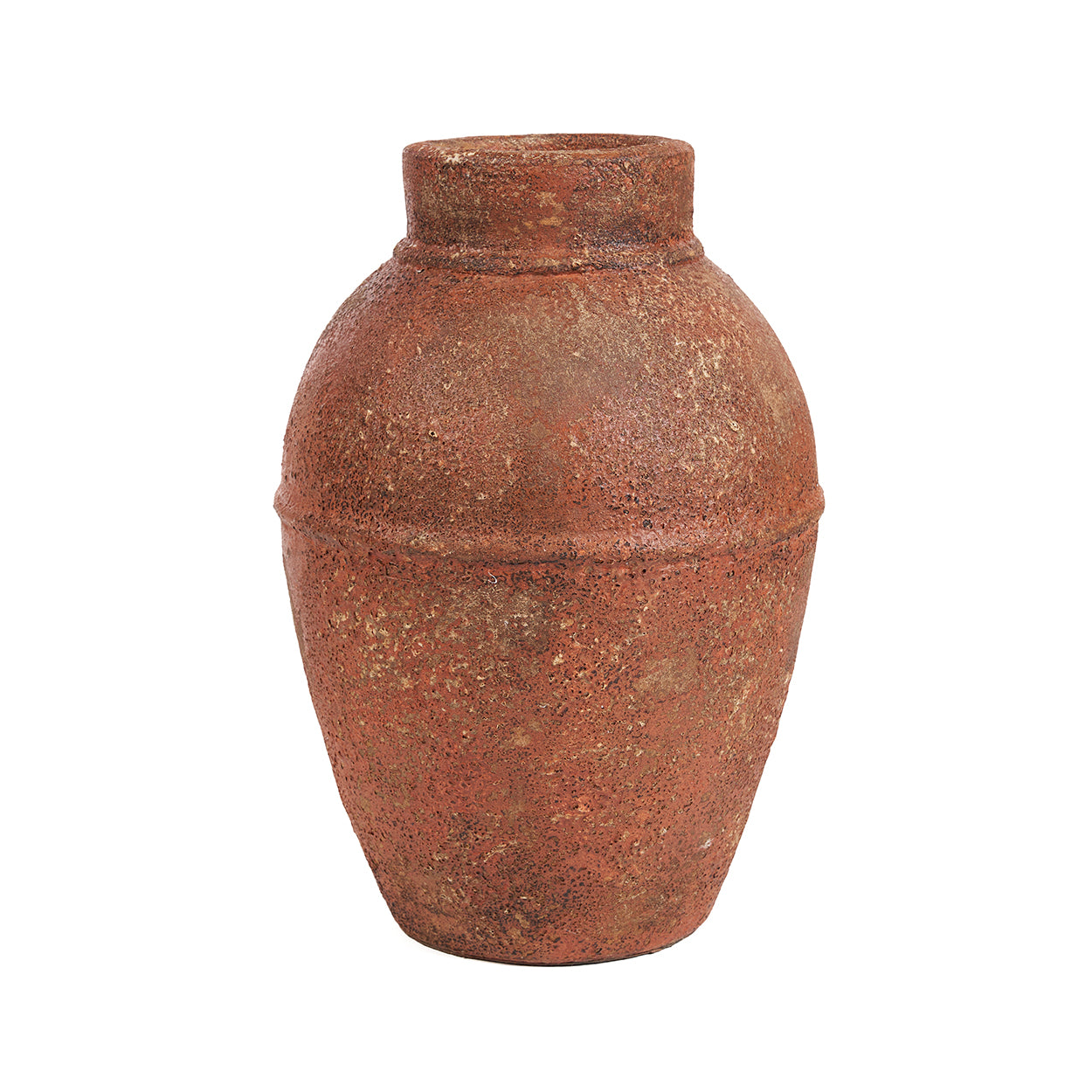 Brown terracotta vase on a white background