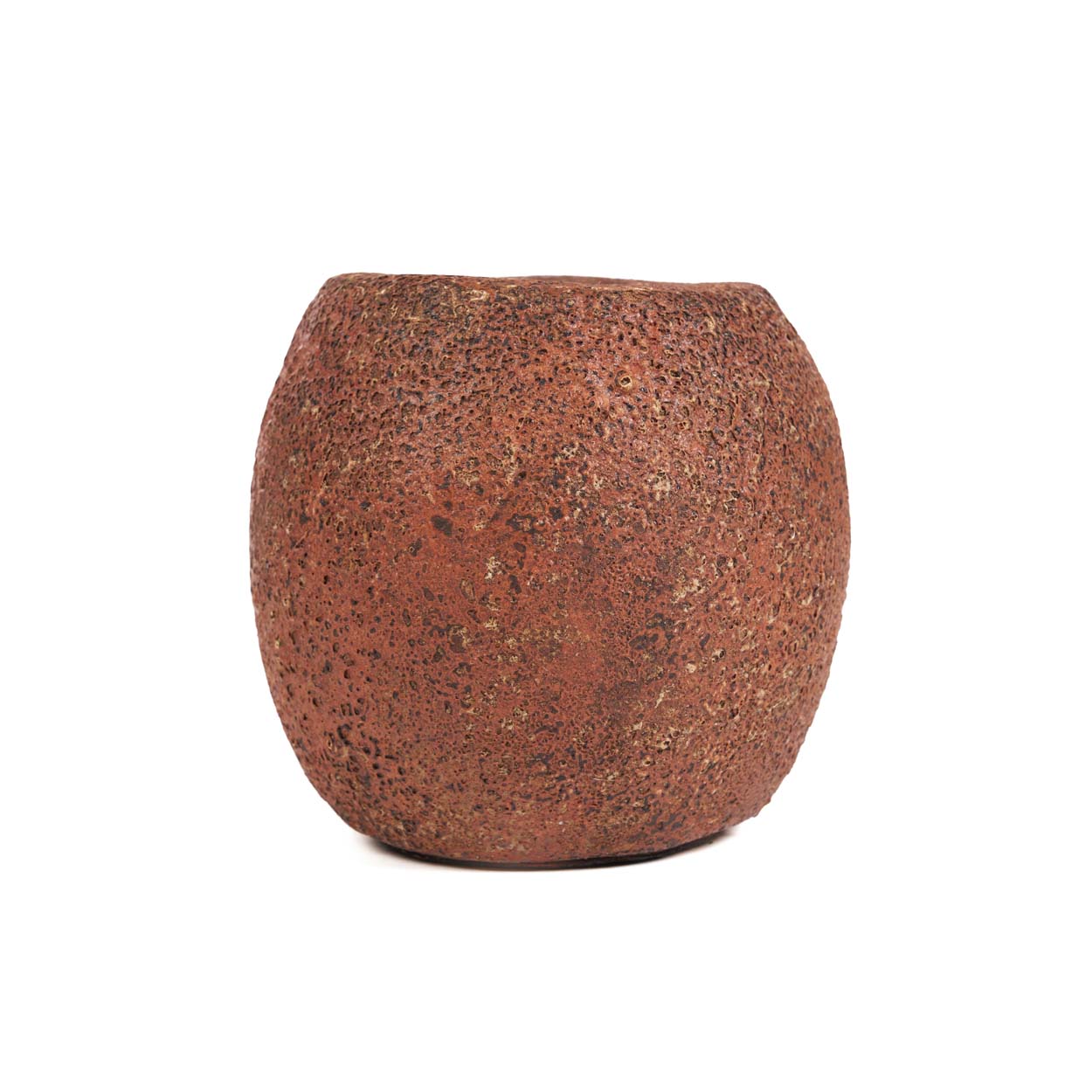Brown terracotta candle holder on a white background