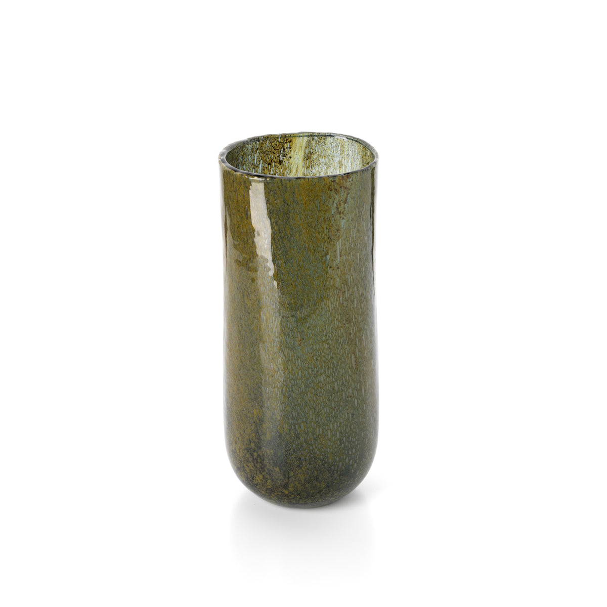 Green vase on a white background