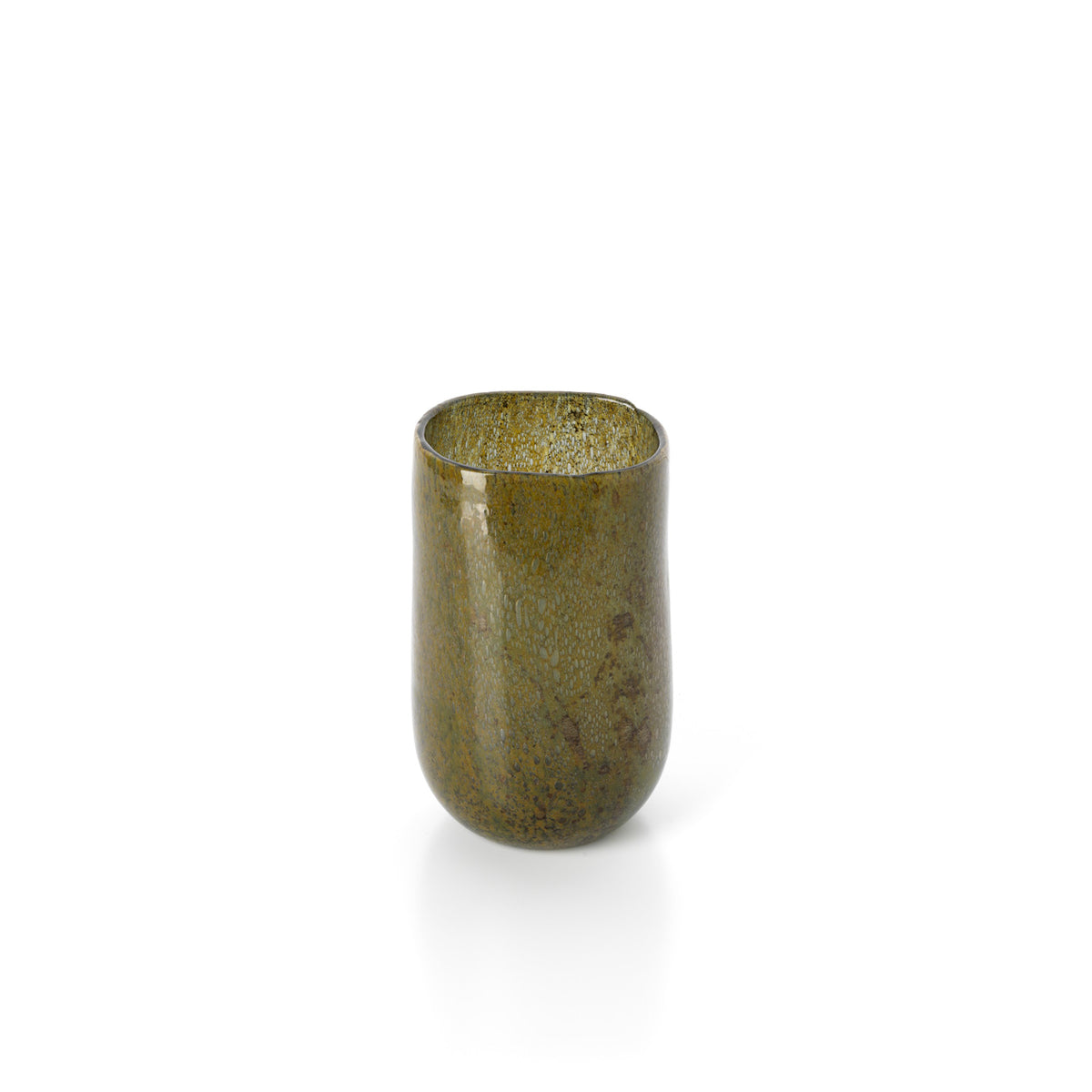 Glass vase on a white background in green colour