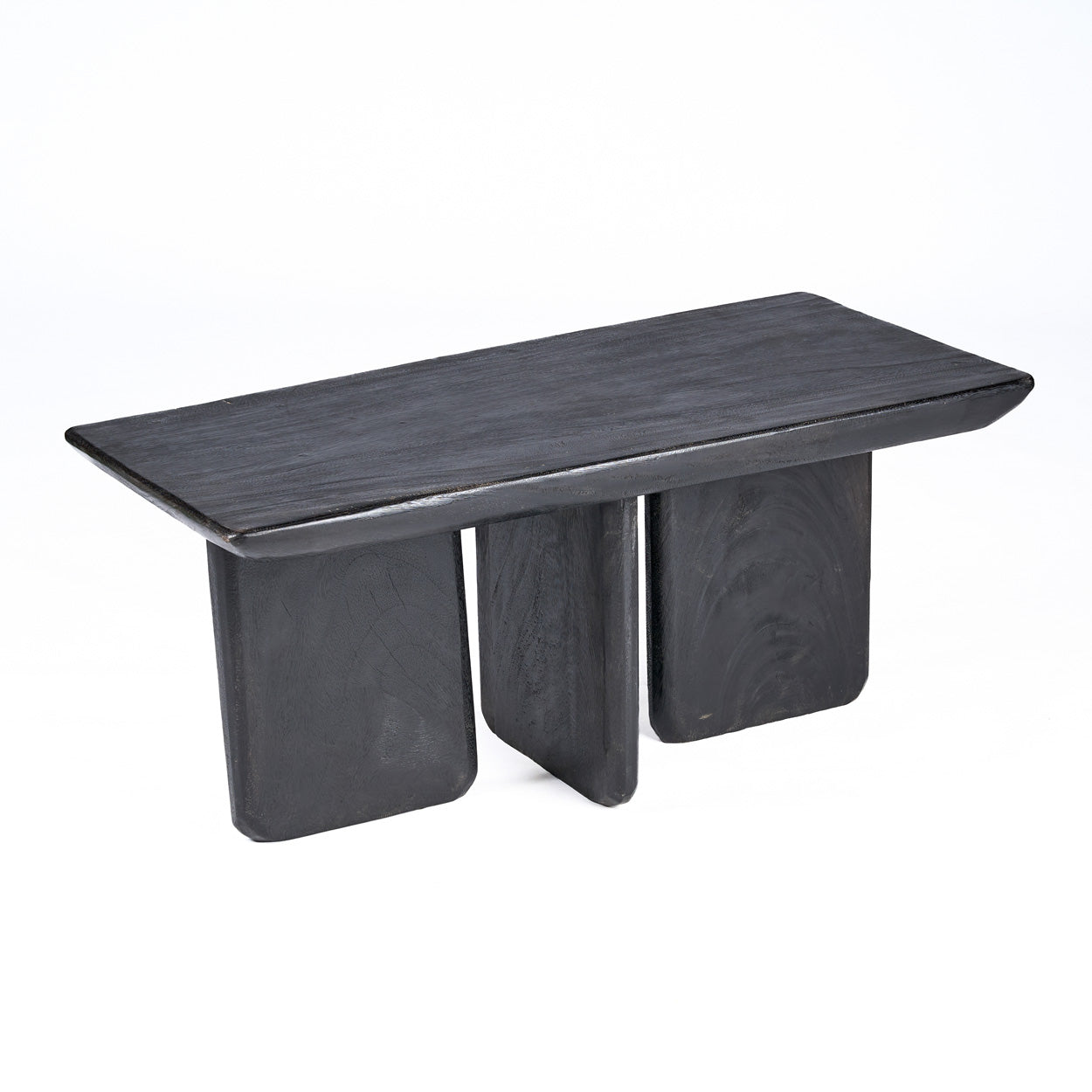 Rectangular wooden coffee table on a white background