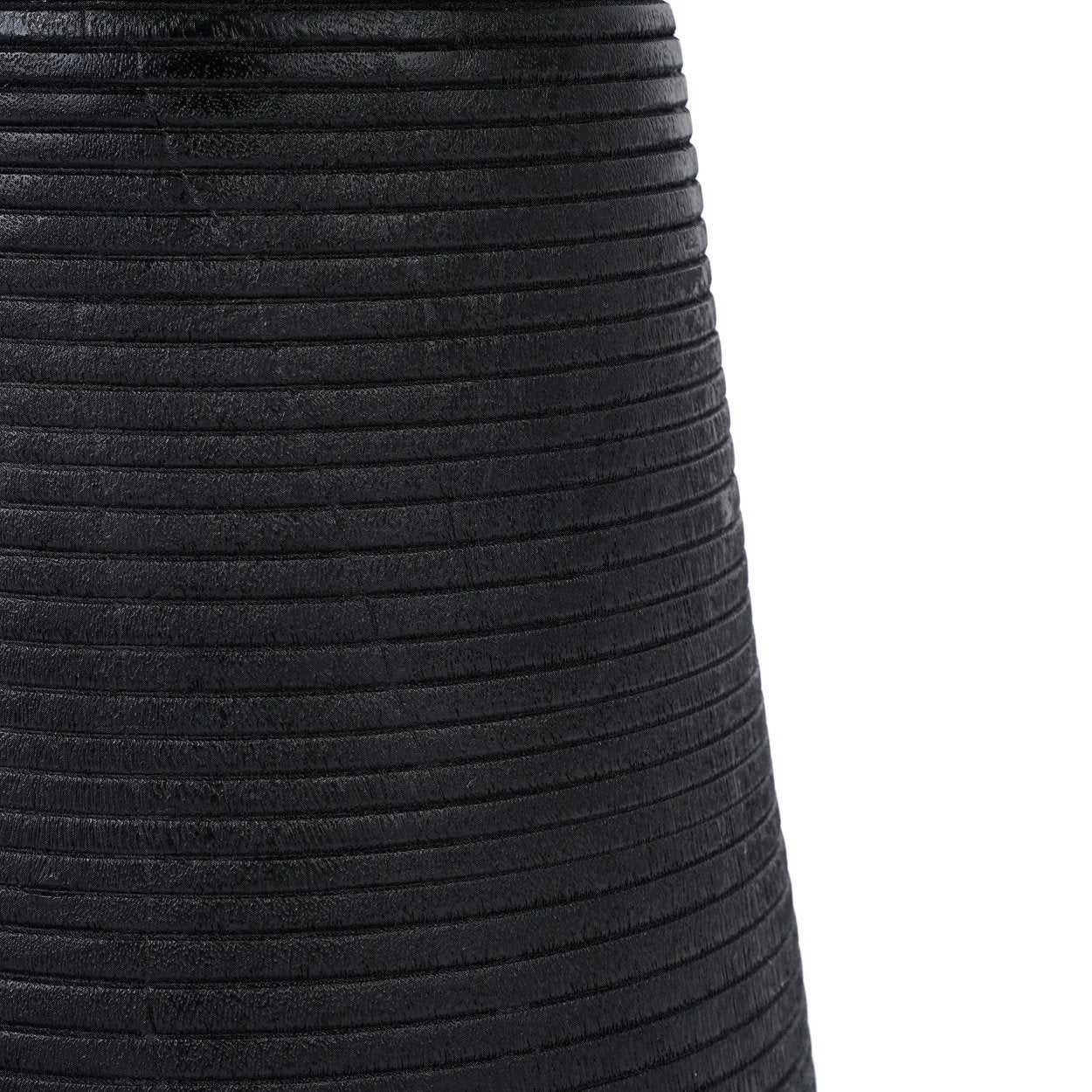 Close-up of a black side table on a white background