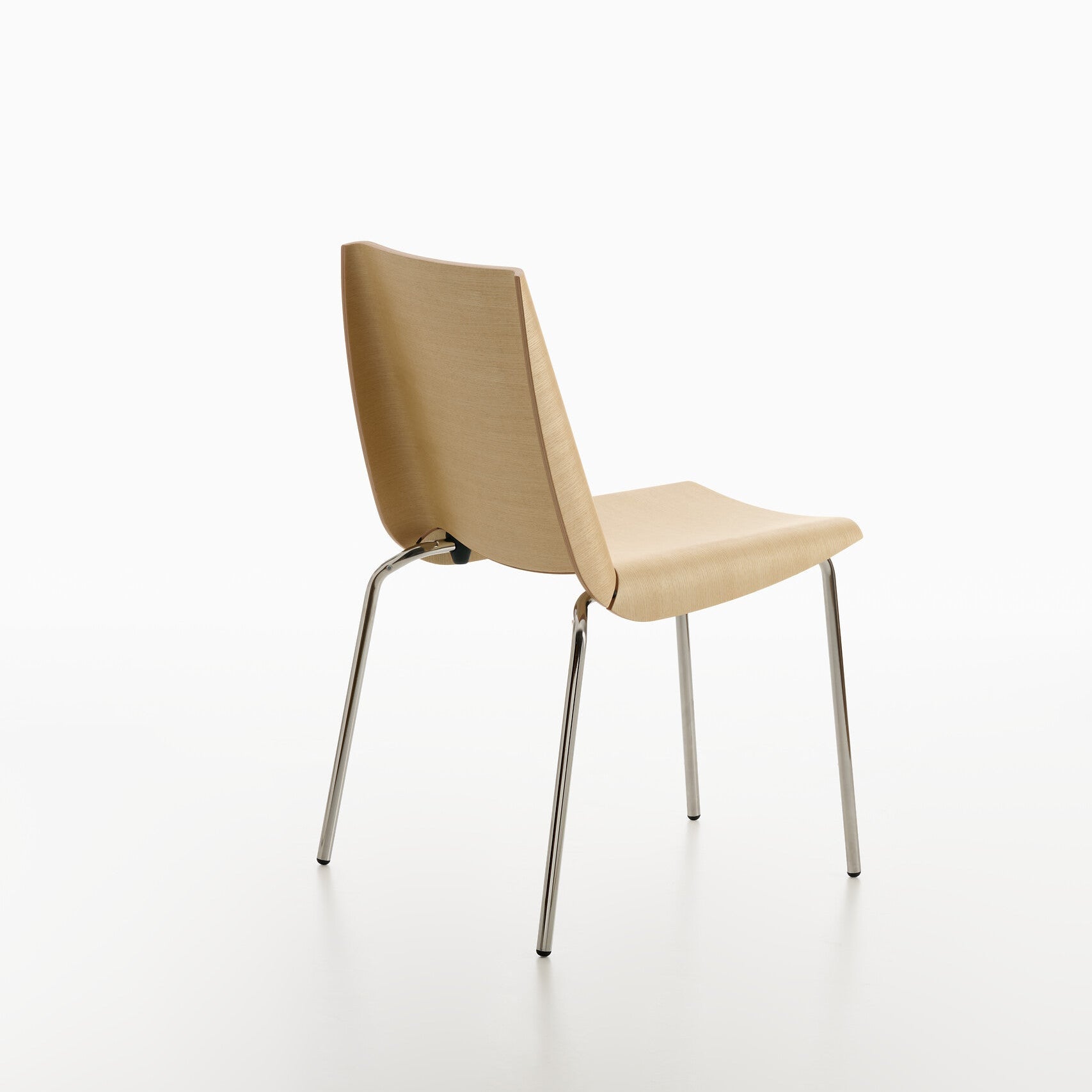 Back view of MILLEFOGLIE chair with metal legs on a white background