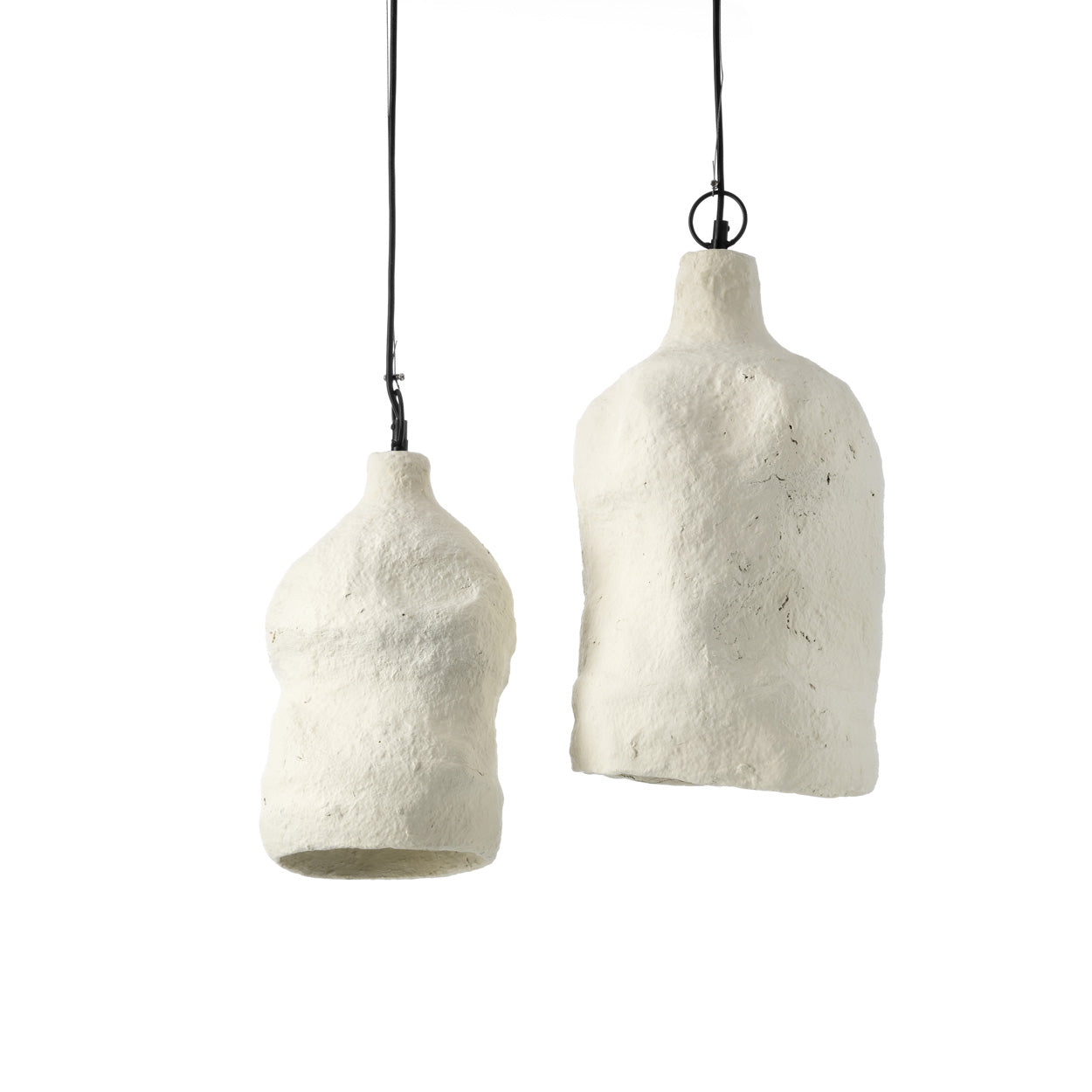 Two The Moloko Pendants - White - S and L sizes on a white background