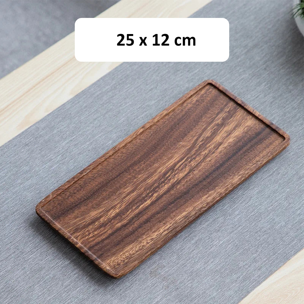Plateau rectangulaire en bois de noyer pour le thé