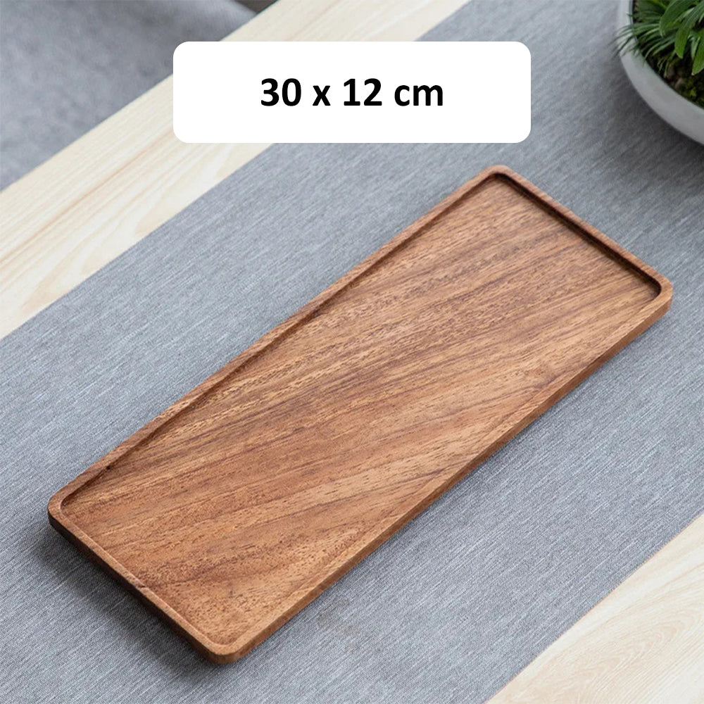 Plateau rectangulaire en bois de noyer pour le thé