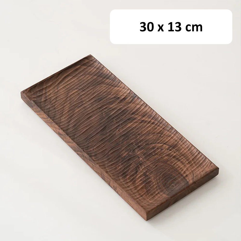Plateau rectangulaire en bois de noyer pour le thé