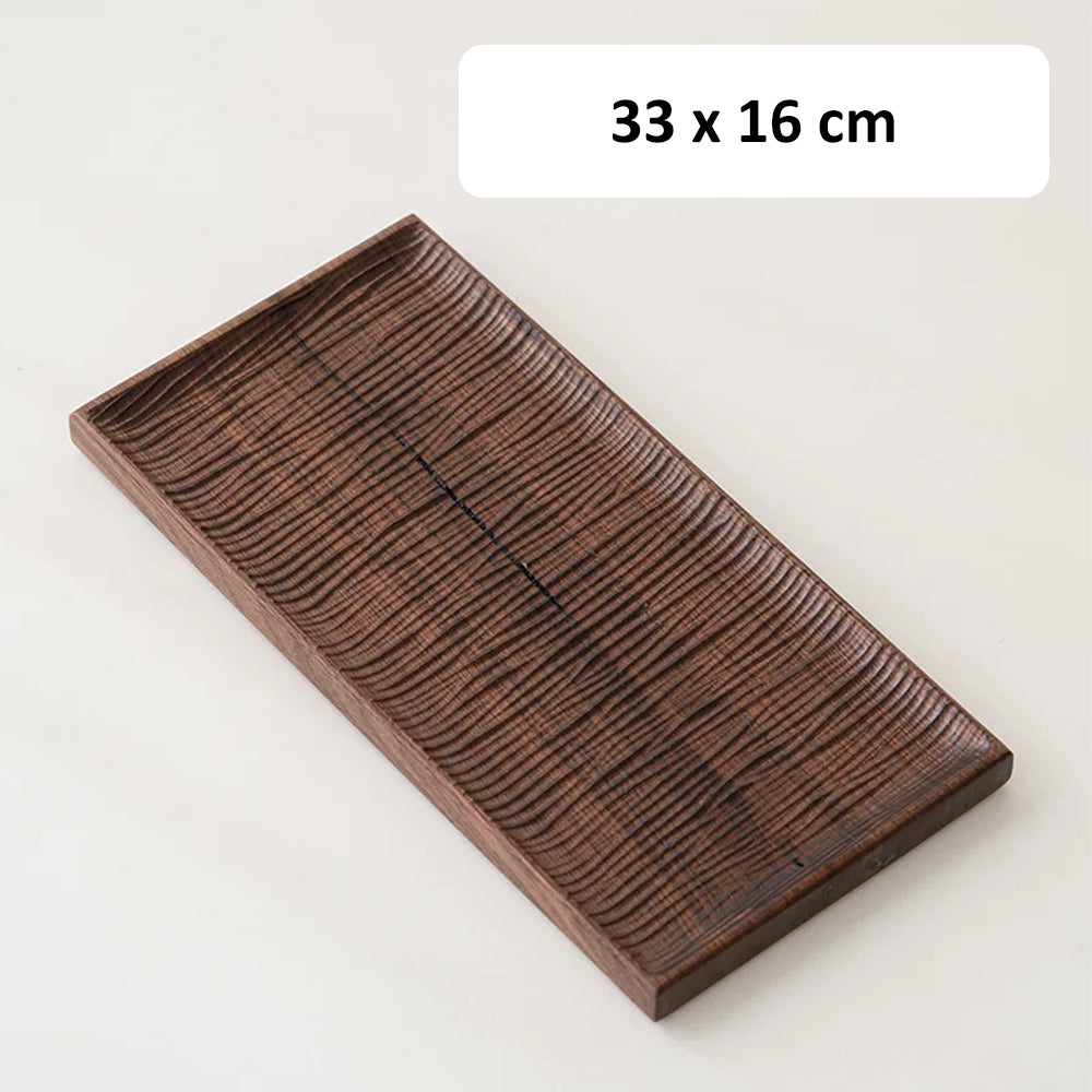 Plateau rectangulaire en bois de noyer pour le thé