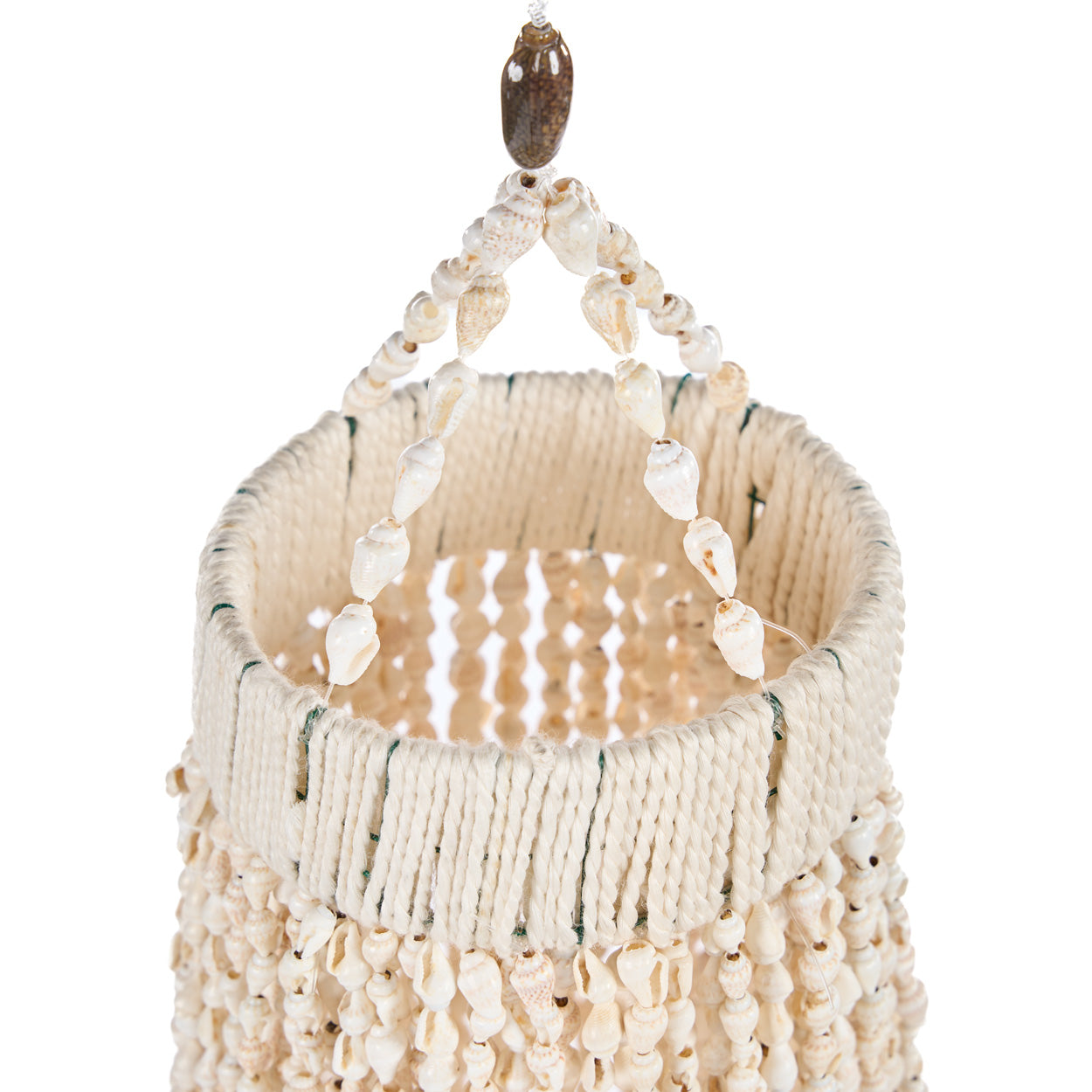 Decorative chandelier with natural materials on a white background