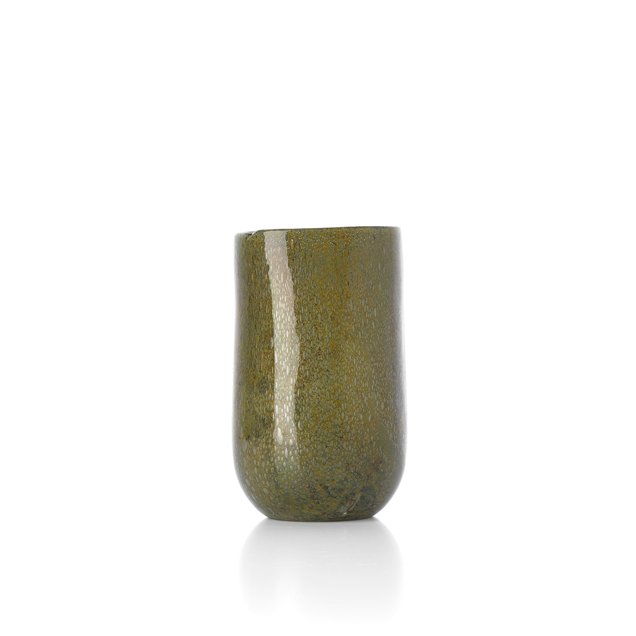 Green glass vase on a white background in low size