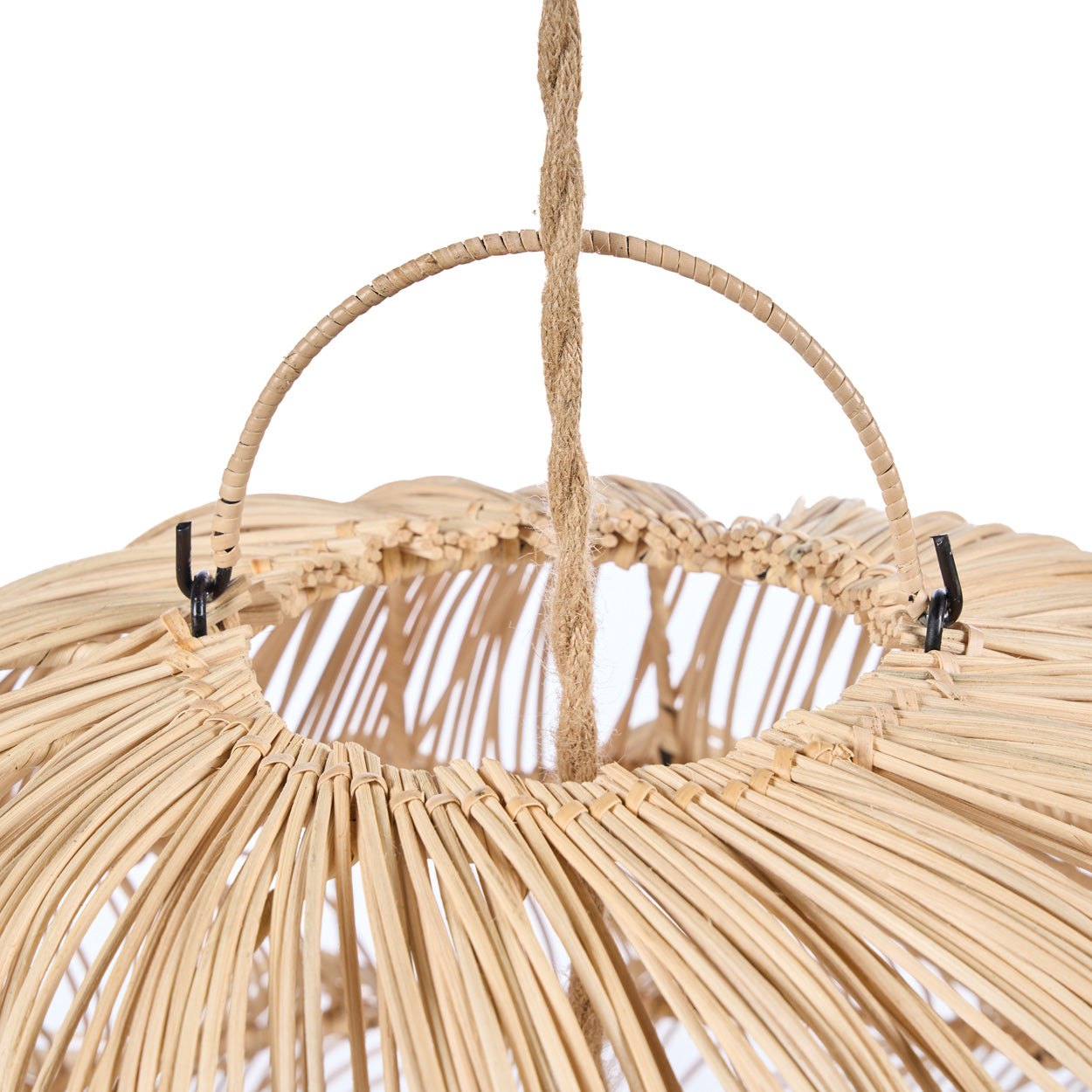 Woven Rattan The Aurora Puff Pendant - Natural - XL With Natural Finish On a White Background