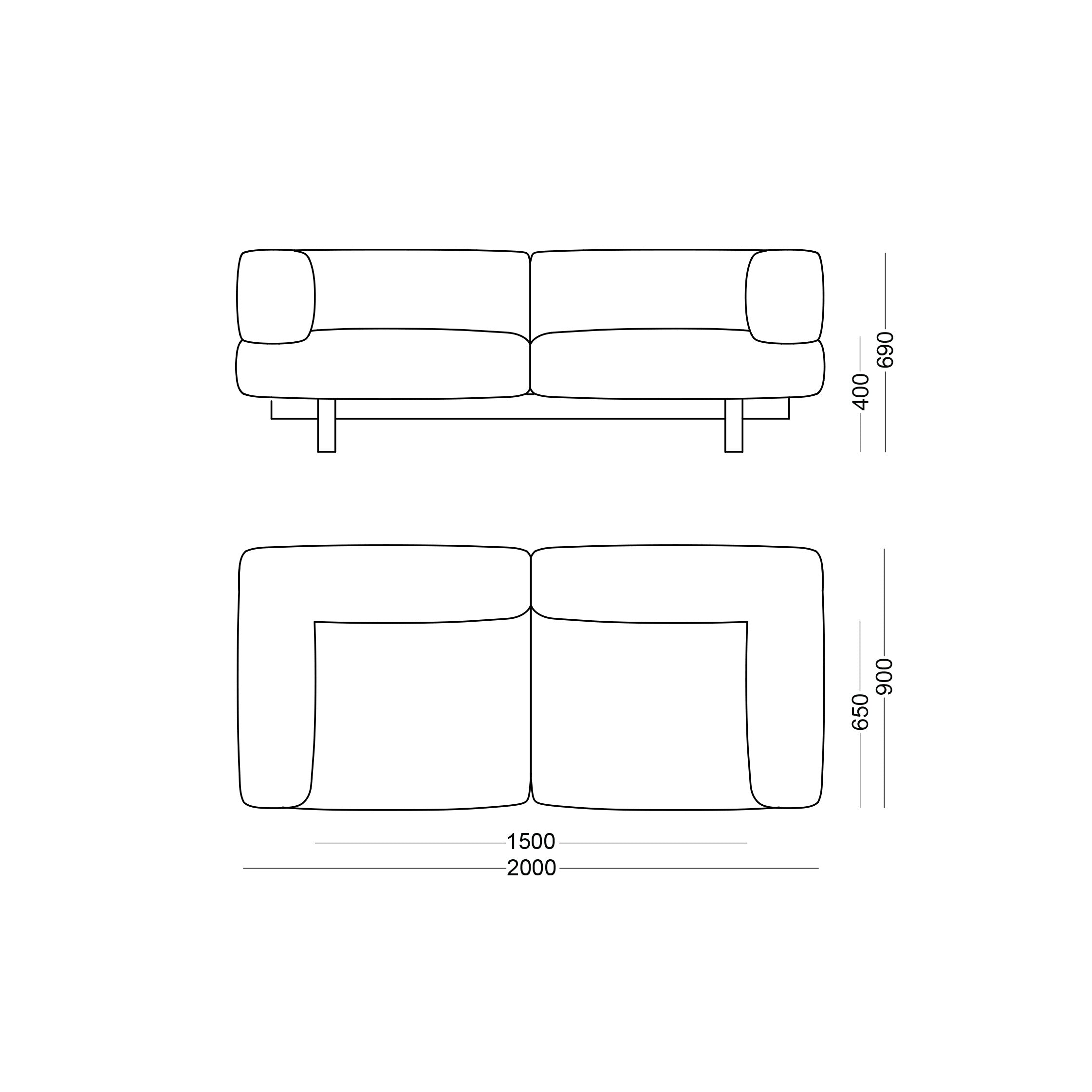 Alchemist 2 Seater Sofa Dimensions