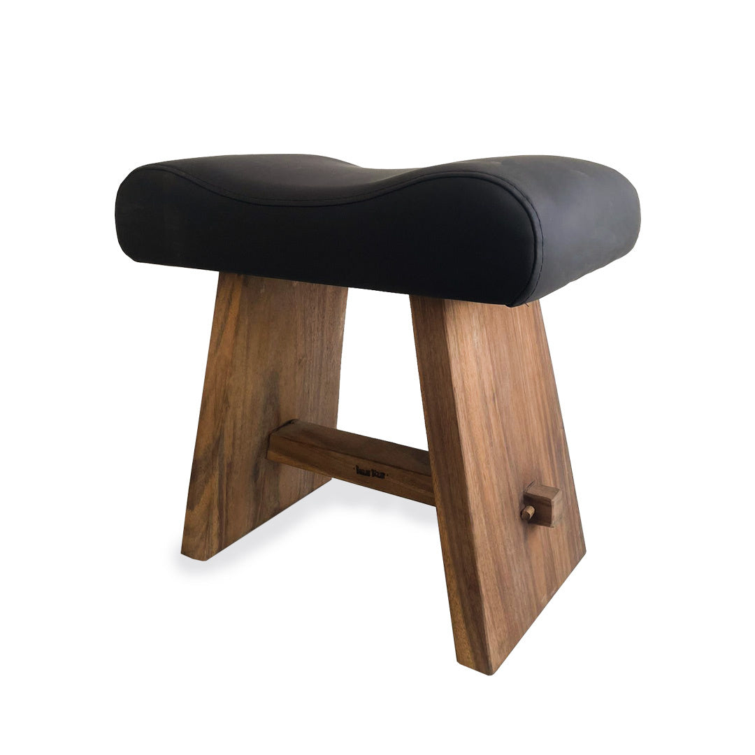 THE SUAR Tabouret Avec Cuir - Naturel Noir