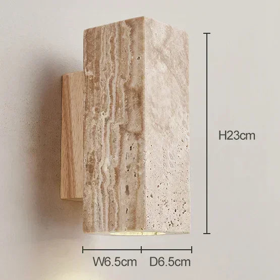 LED Wall Lamp Travertine Natural 23 cm Square