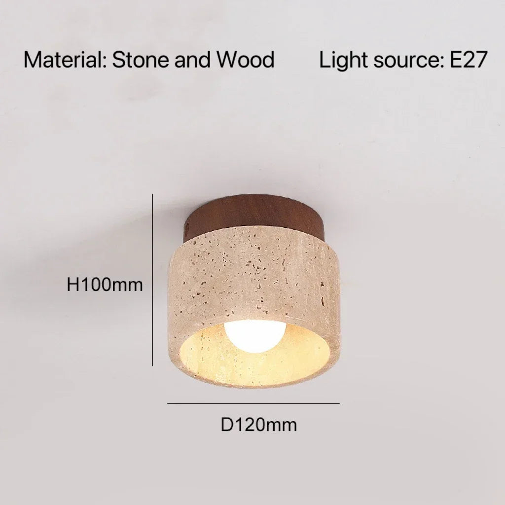 Modern Stone Travertine Ceiling Lamps Walnut B