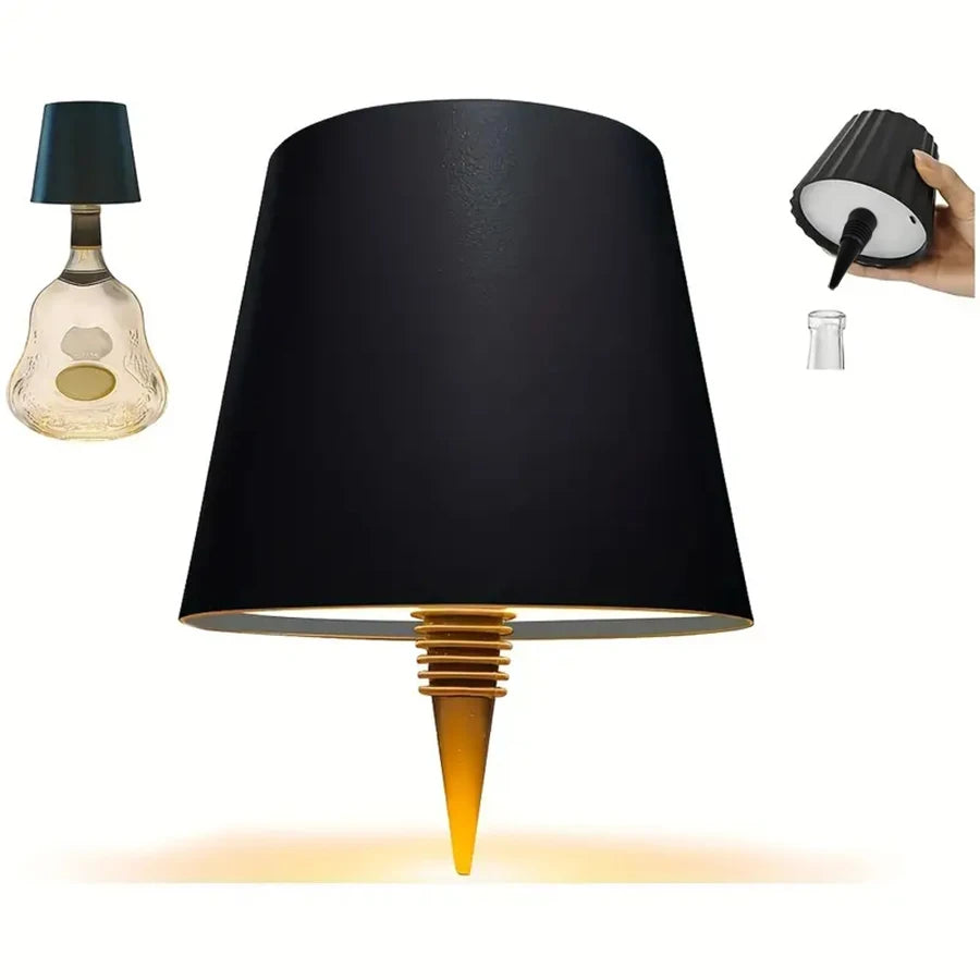 Wireless Bottle Lamp With 3 Colors Black A