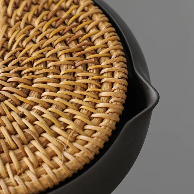 Plateau à thé en rotin tressé à la main