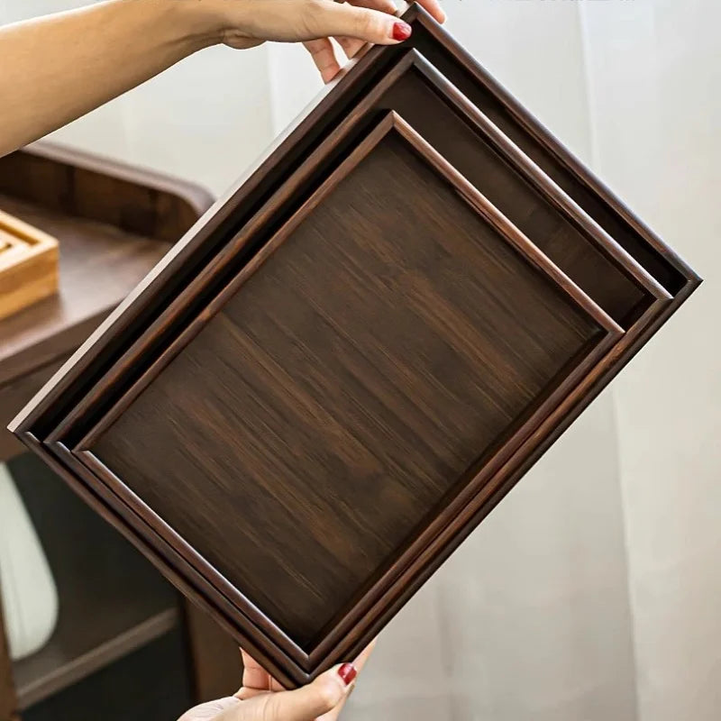 Plateau à thé en bambou style rétro