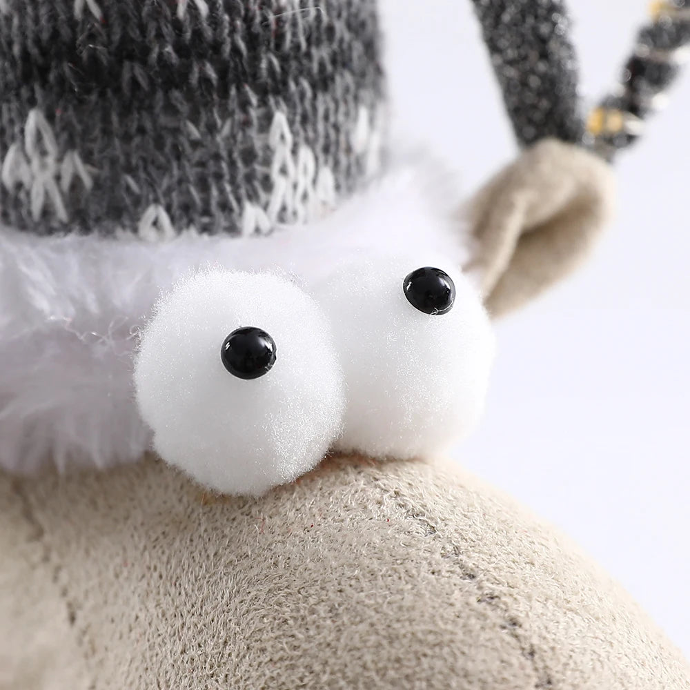 Grande poupée de renne de Noël sur pied avec lumières LED