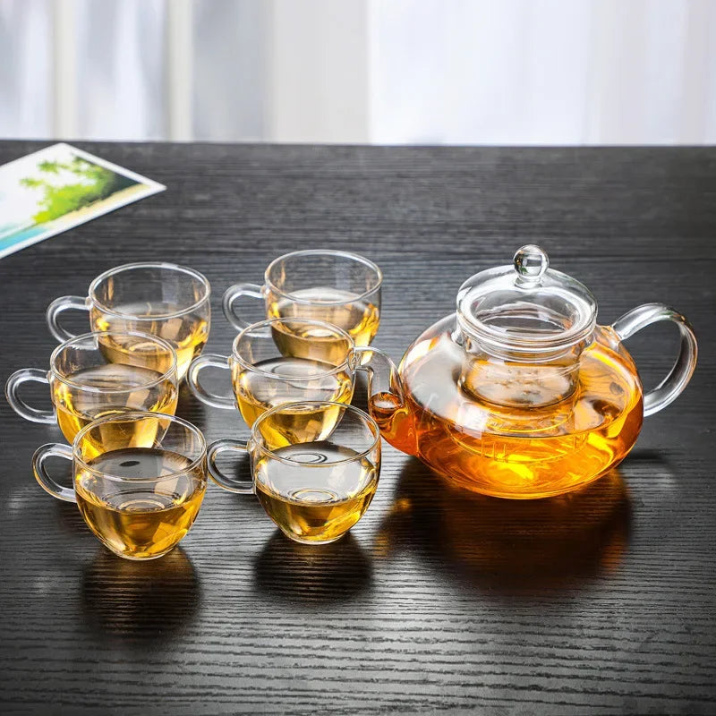 Théière en verre avec infuseur en forme de citrouille