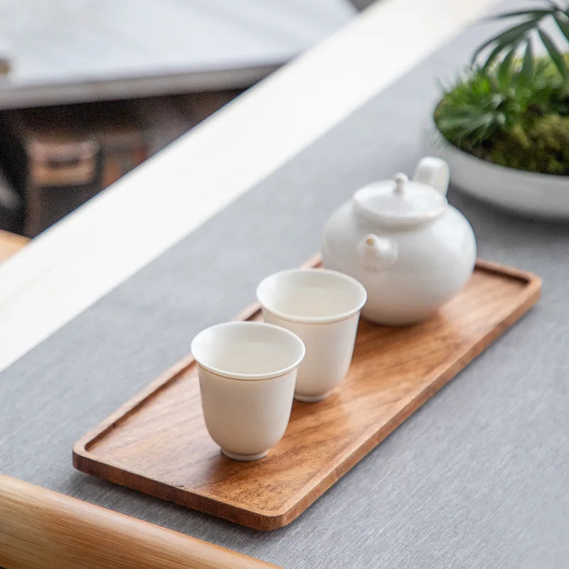 Plateau rectangulaire en bois de noyer pour le thé