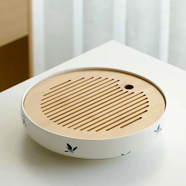 Plateau à thé en céramique peinte à la main