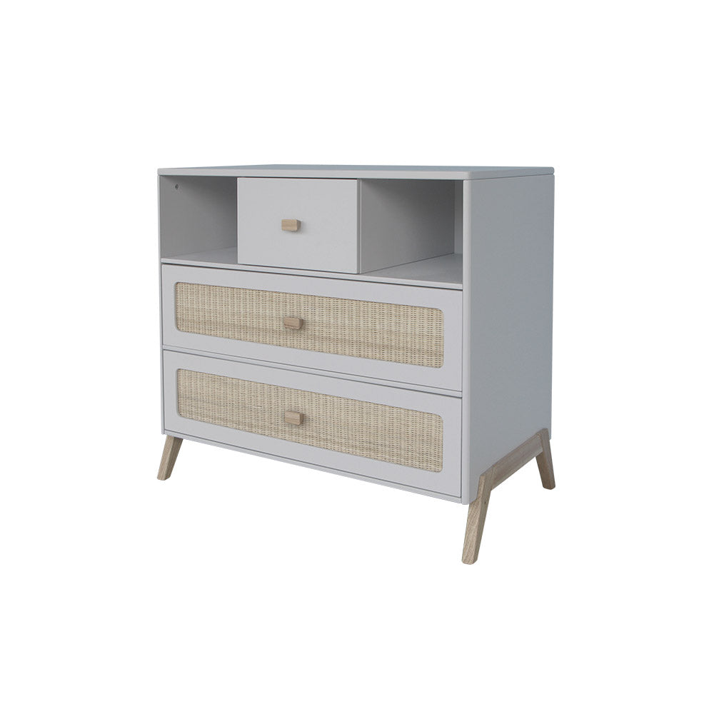 MARELIA Chest of Drawer Rattan Light Grey