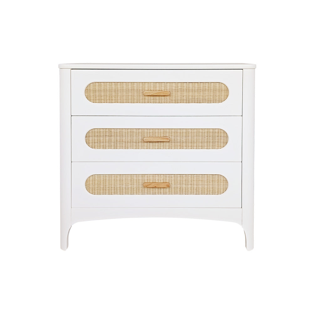 NEREIDES Chest of Drawers - Neige with three drawers on a white background