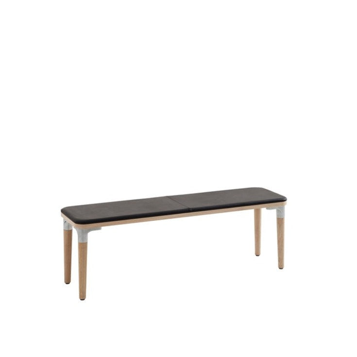TAILOR Bench black seat, natural frame 140 cm