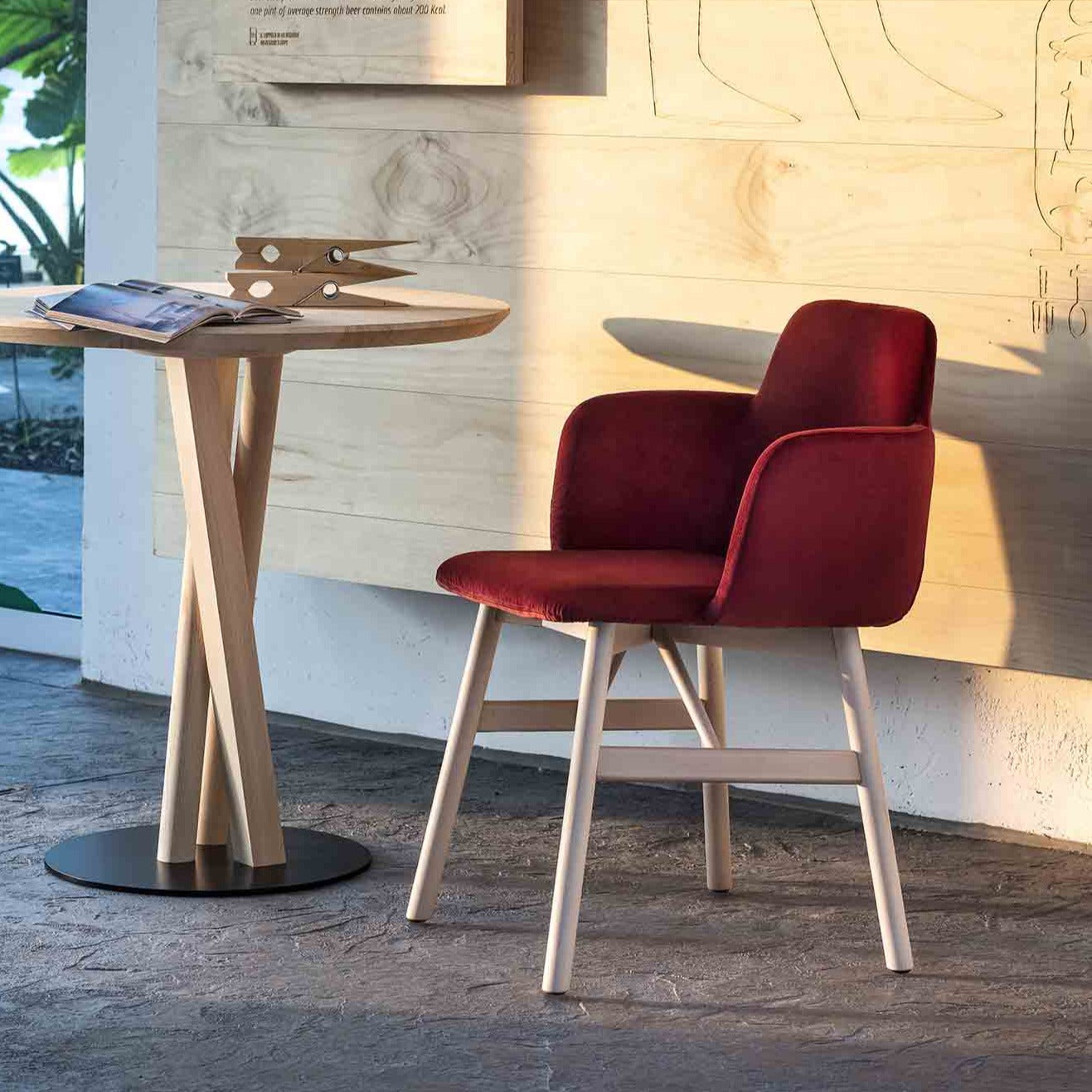 BARDEOT LE Armchair cherry upholstery outdoor view