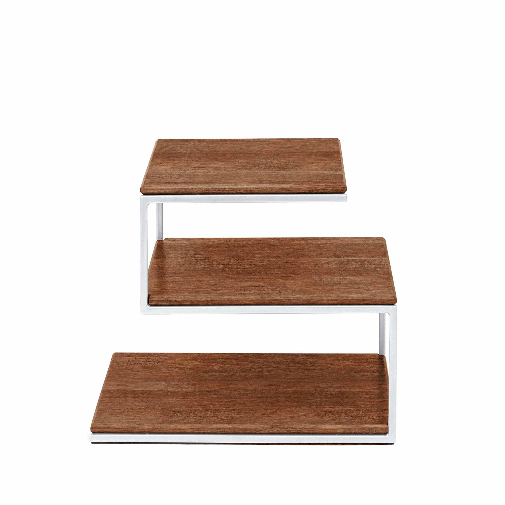 Layer Table, Beech Wood, Walnut Colour white frame side view