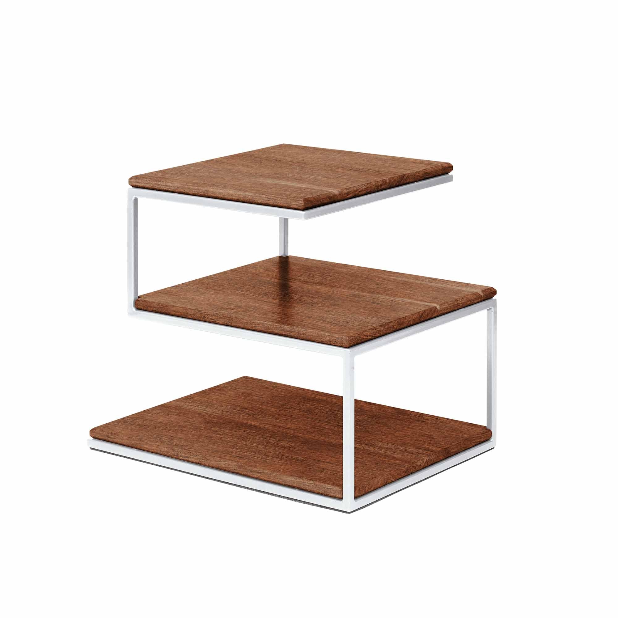 Layer Table, Beech Wood, Walnut Colour white frame, half-side view