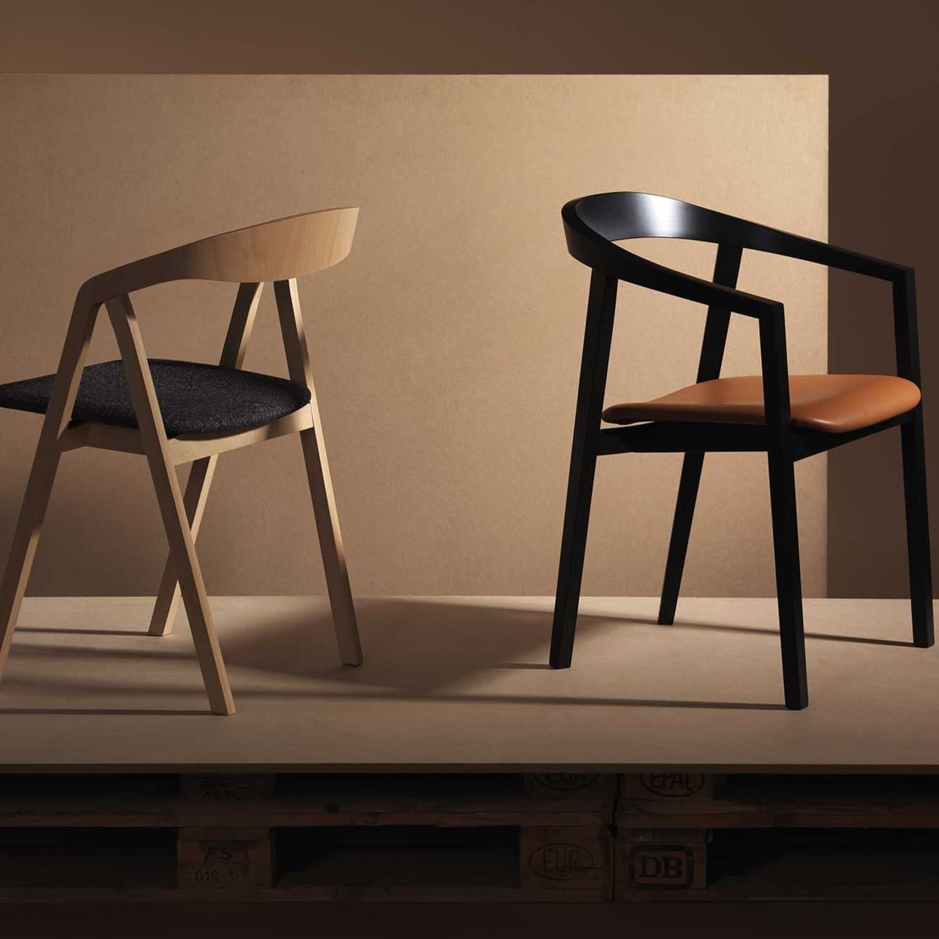 RO Dining Chair Black-Brown side both views