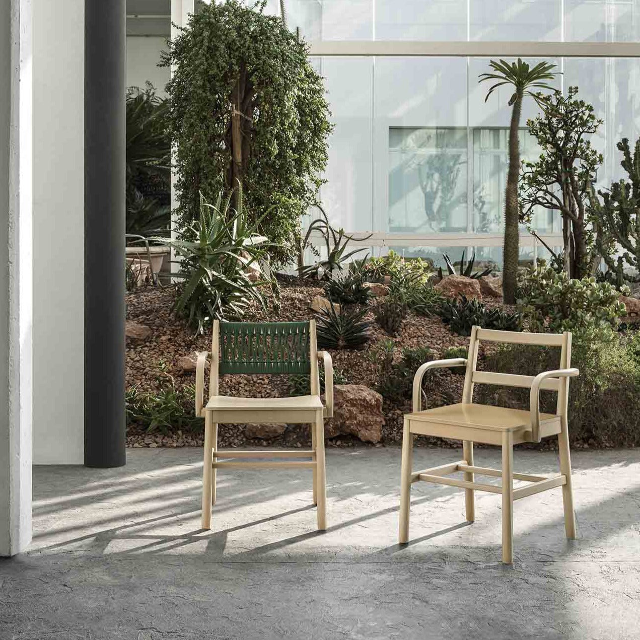 JULIE IN AR Armchair green backrest and no backrest chairs, outdoor view