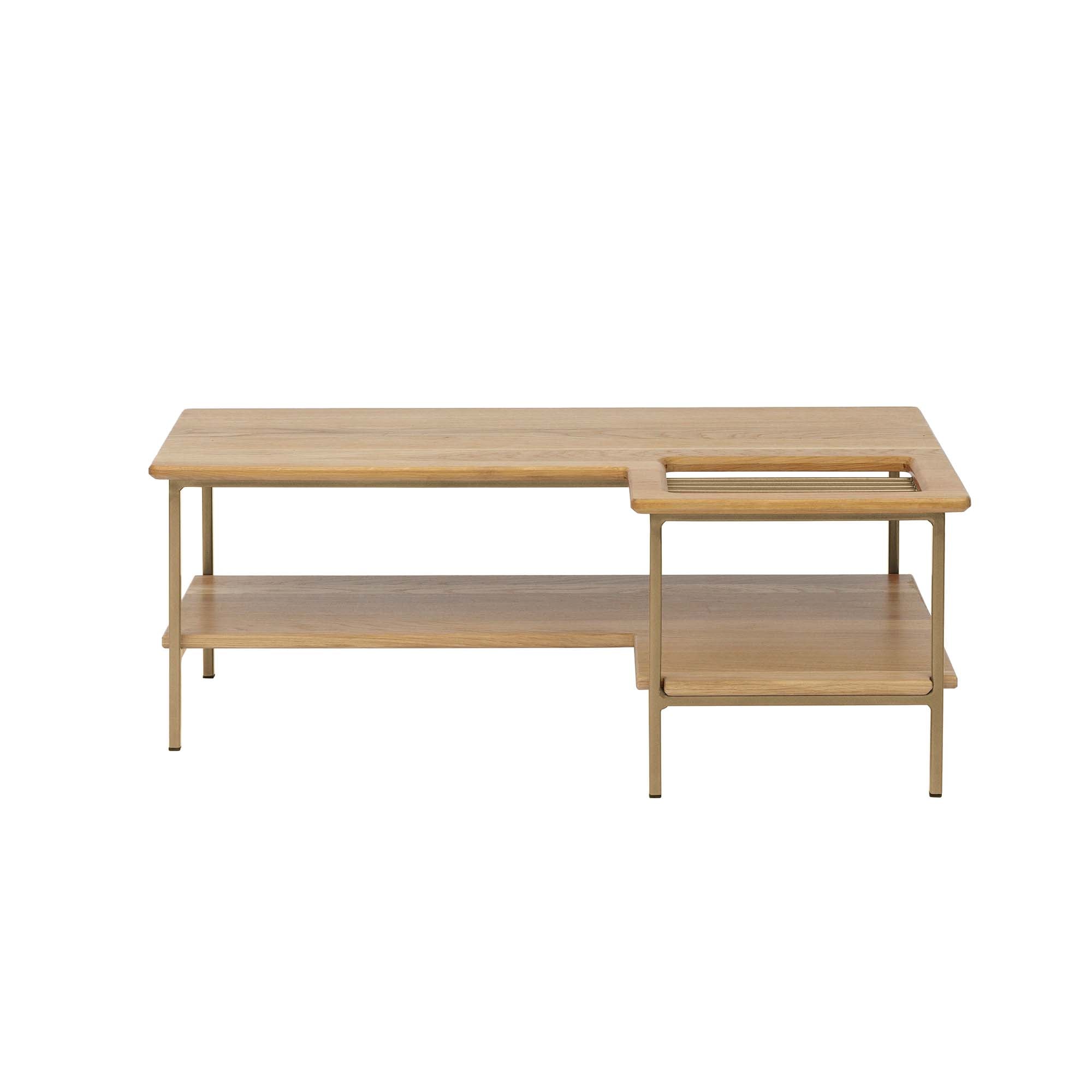 Living Room Table, Oak Wood, Natural Colour yellow frame, front view