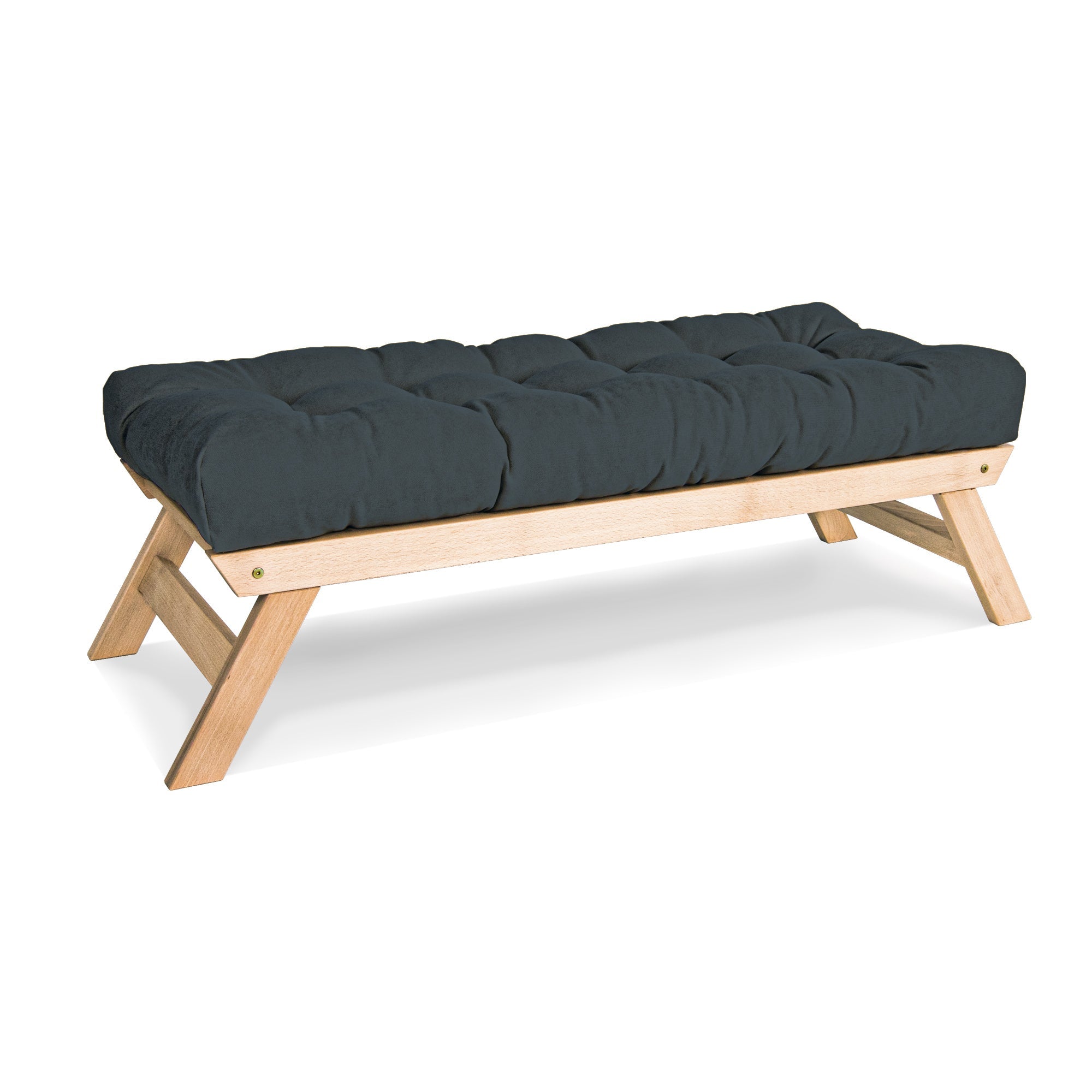 ALLEGRO Banc Rembourré Beige & Graphite, Bois De Hêtre