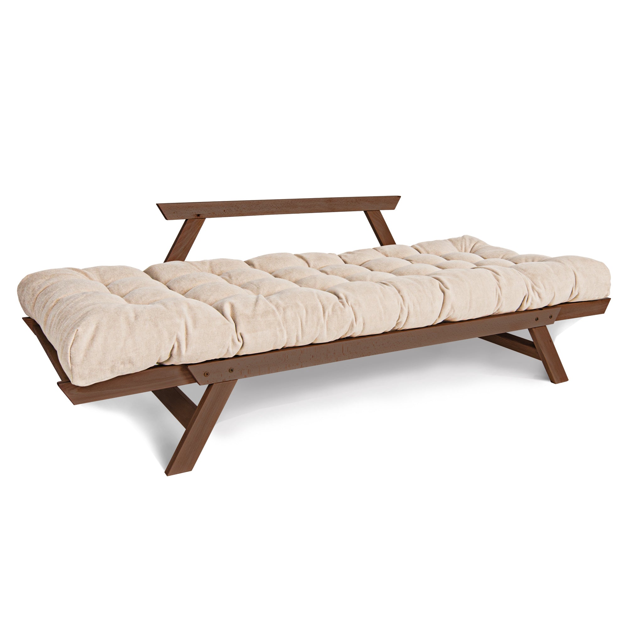 ALLEGRO Canapé-Futon Pliable, Cadre En Bois De Hêtre, Marron