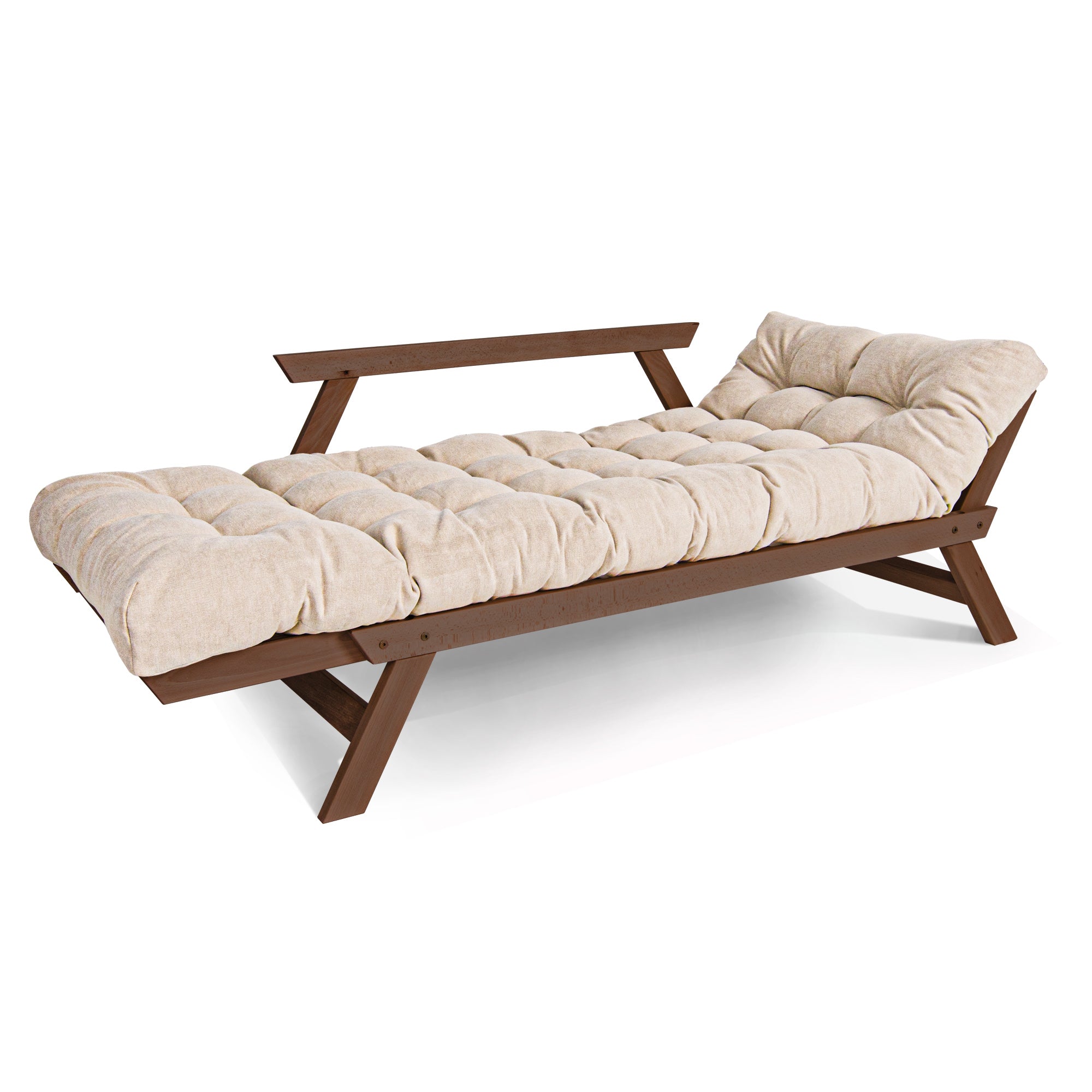 ALLEGRO Canapé-Futon Pliable, Cadre En Bois De Hêtre, Marron