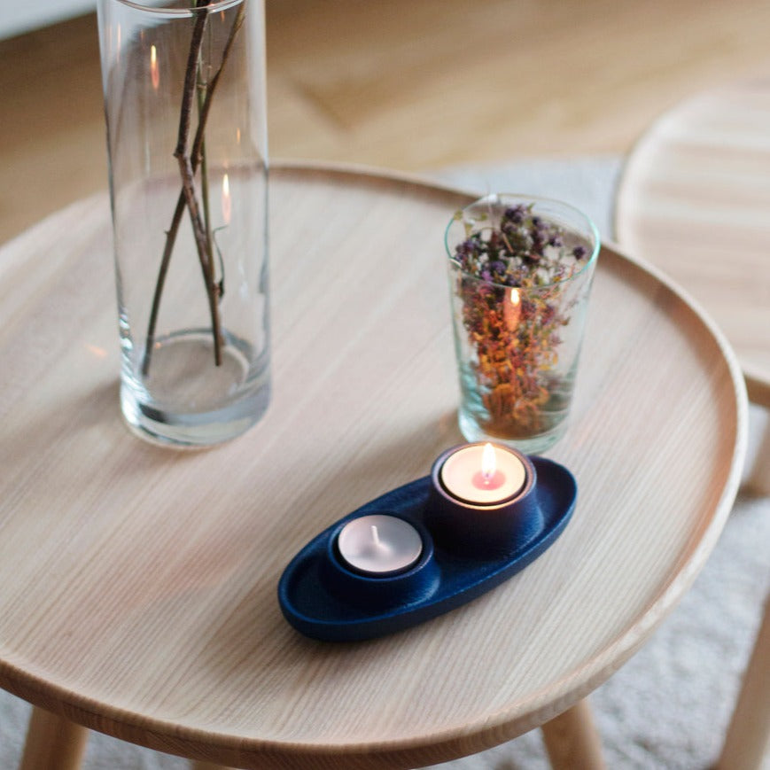 AYE Candle Holder 2 Funnel navy colour-interior view