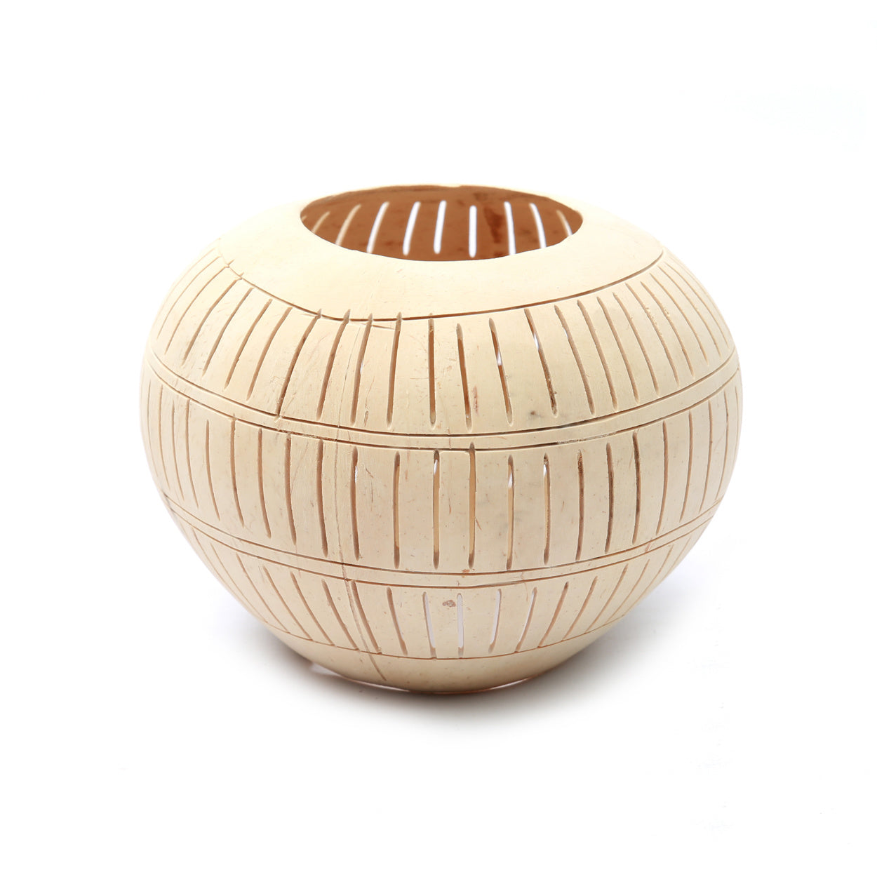THE COCONUT STRIPE Candleholder-Natural front view