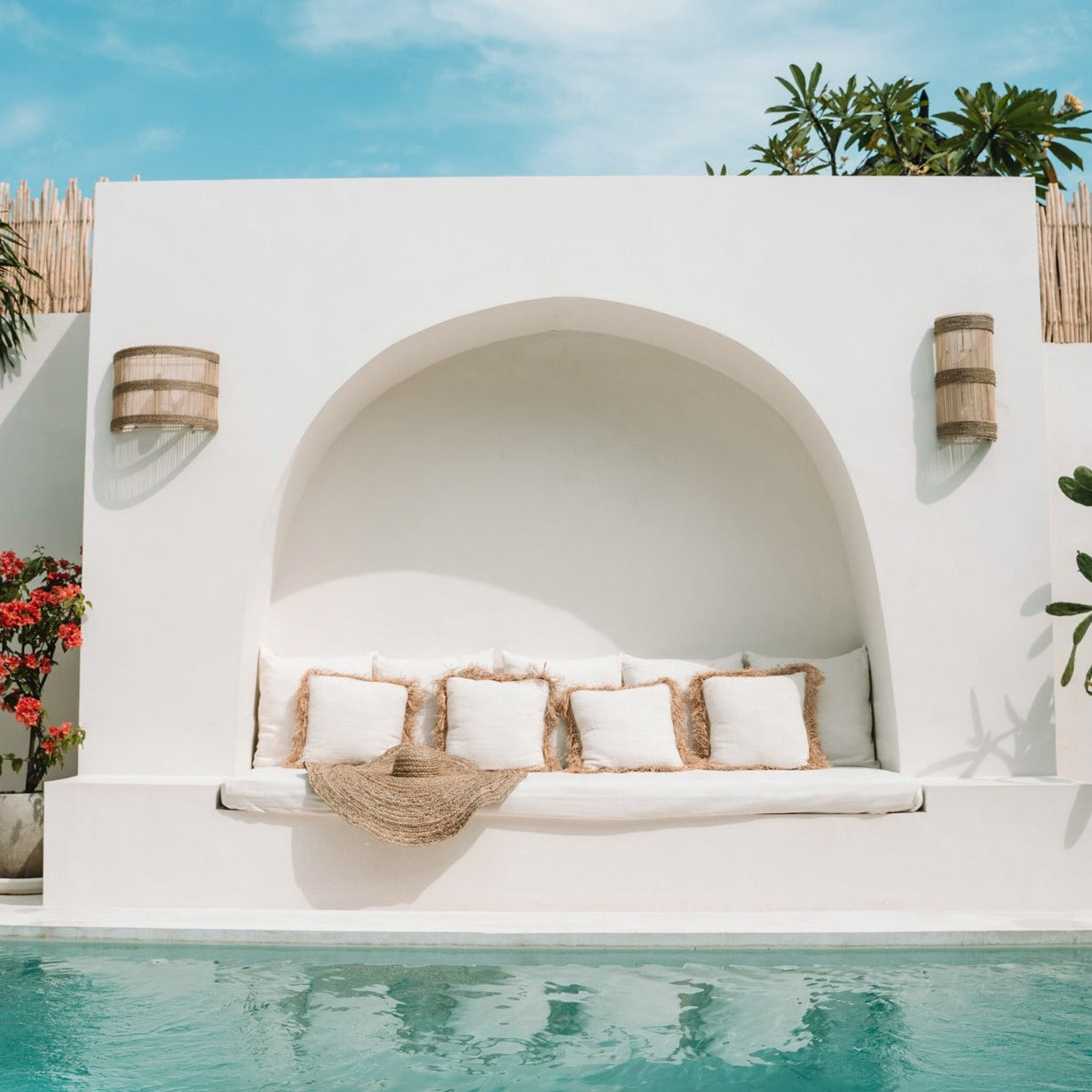 THE JALAL Wall Applique Pendant Lamp Natural front outdoor view