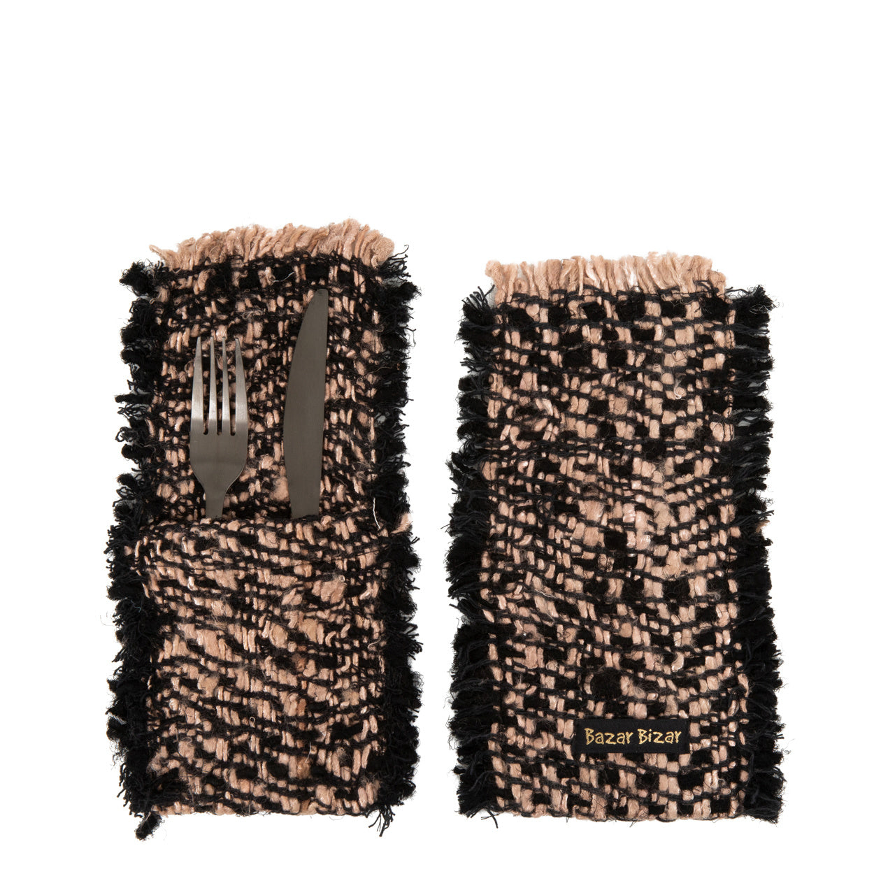 THE OH MY GEE Cutlery Holder Set of 4 black copper front view