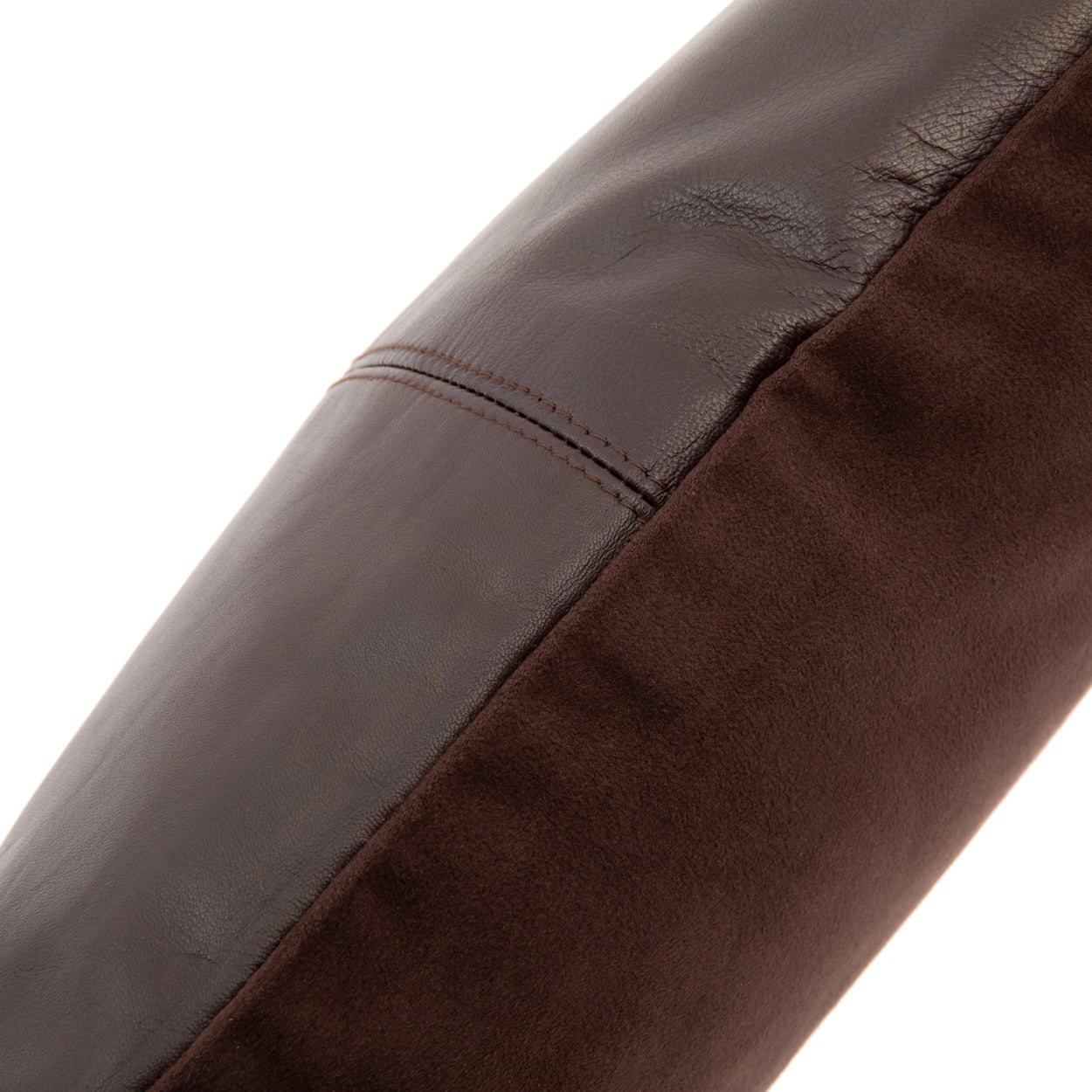 THE FOUR PANEL Leather Cushion Cover Chocolate 40x40 cm side macro view