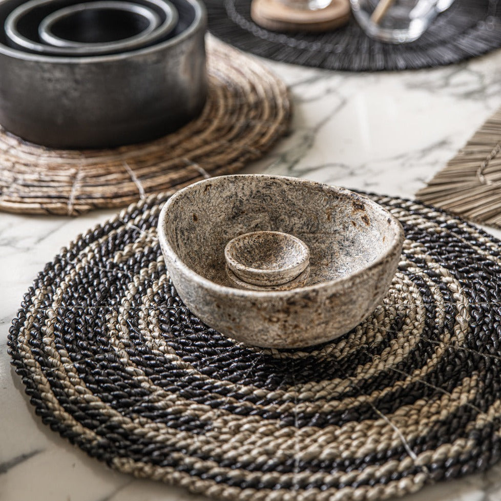 THE BURNED CURVED Bowls interior view, side view , antique