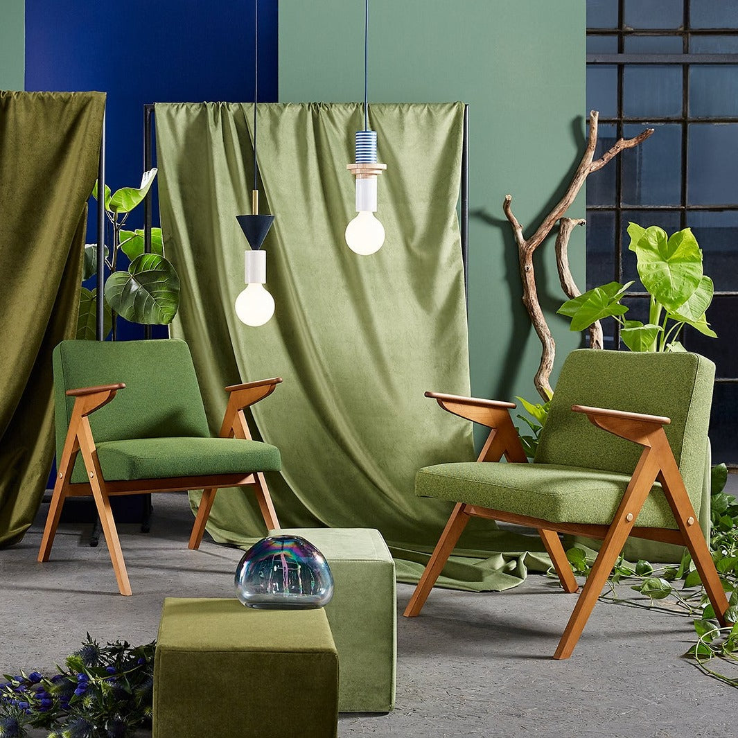 JUNCO Chair beech wood upholstery colour green interior view