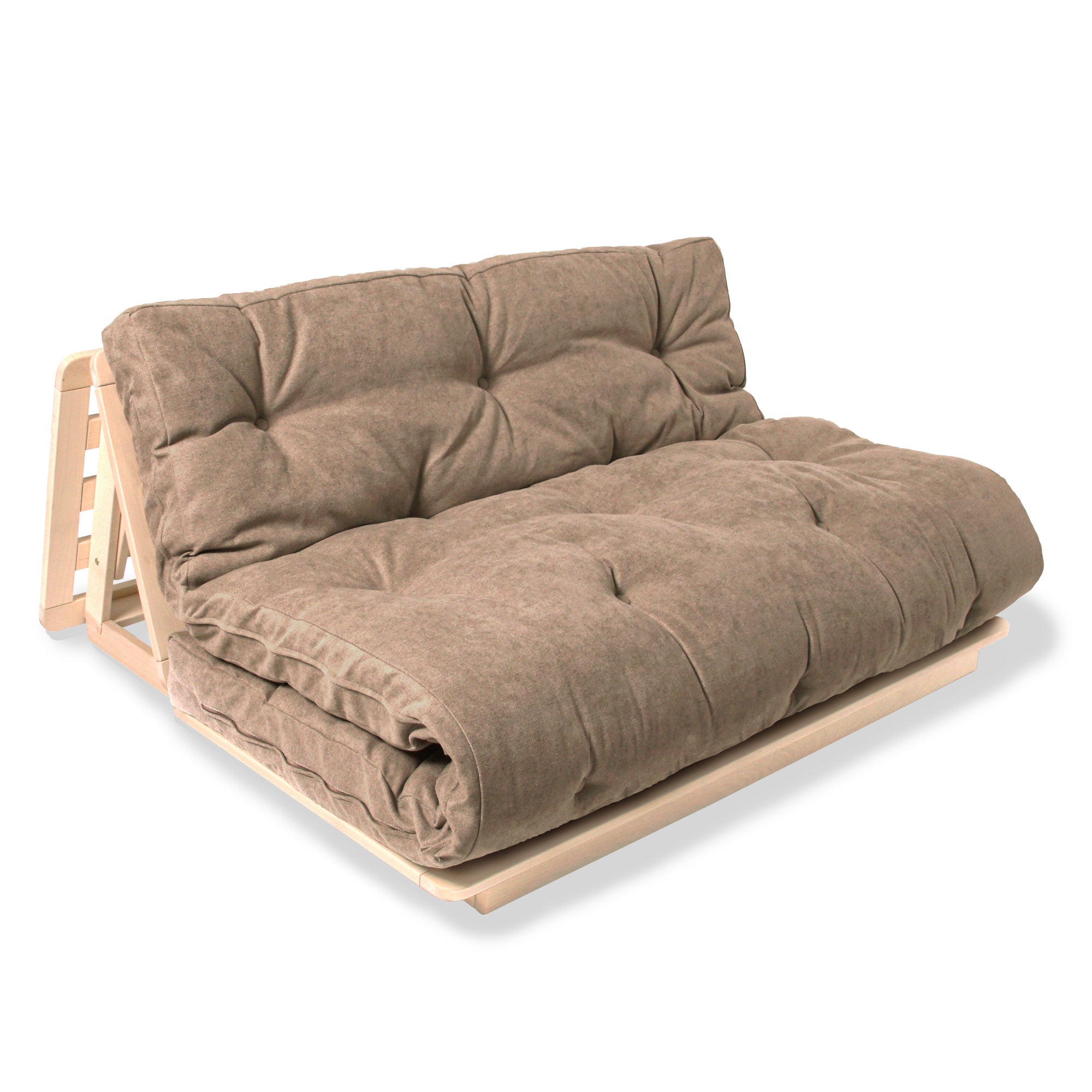 LAYTI-140 Futon Chair, Beech Wood, Natural Colour-beige fabric