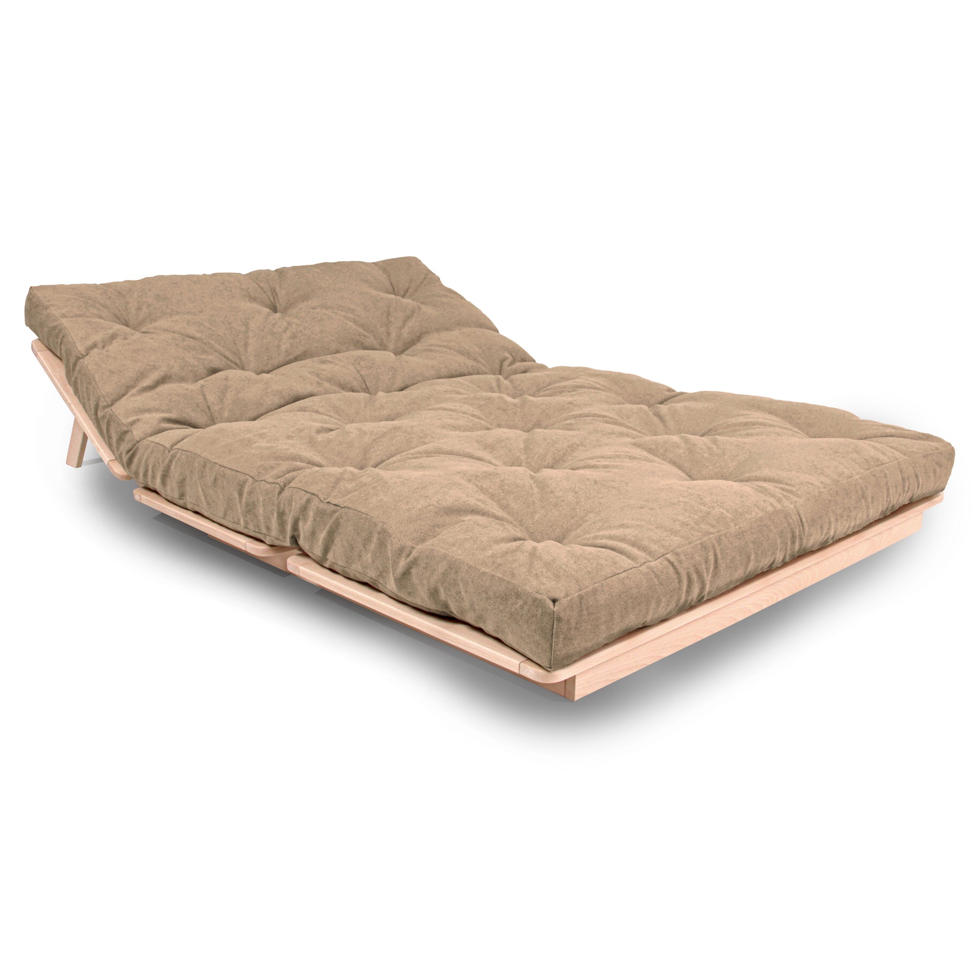 LAYTI-140 Canapé-Lit Futon Double, Bois De Hêtre Massif, Naturel