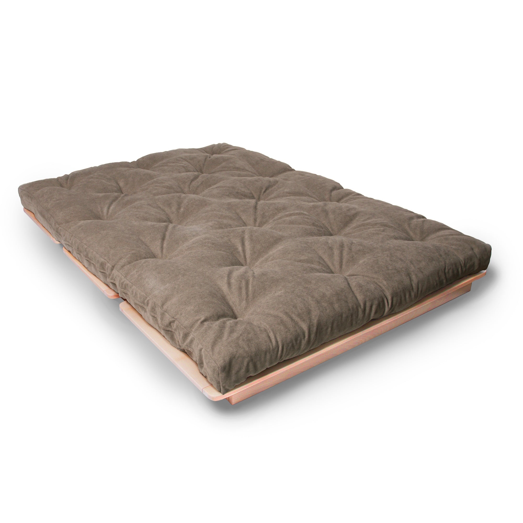 LAYTI-140 Canapé-Lit Futon Double, Bois De Hêtre Massif, Naturel