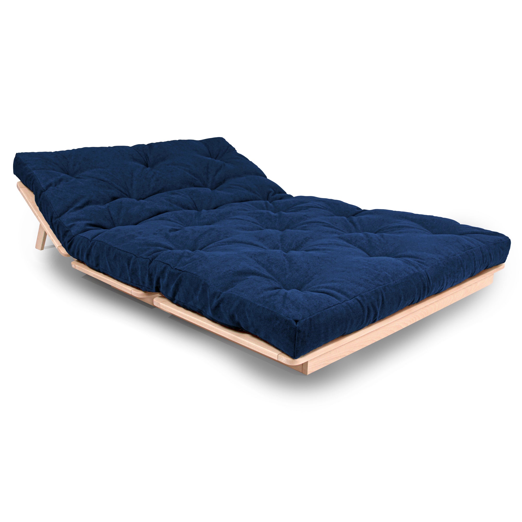 LAYTI-140 Canapé-Lit Futon Double, Bois De Hêtre Massif, Naturel