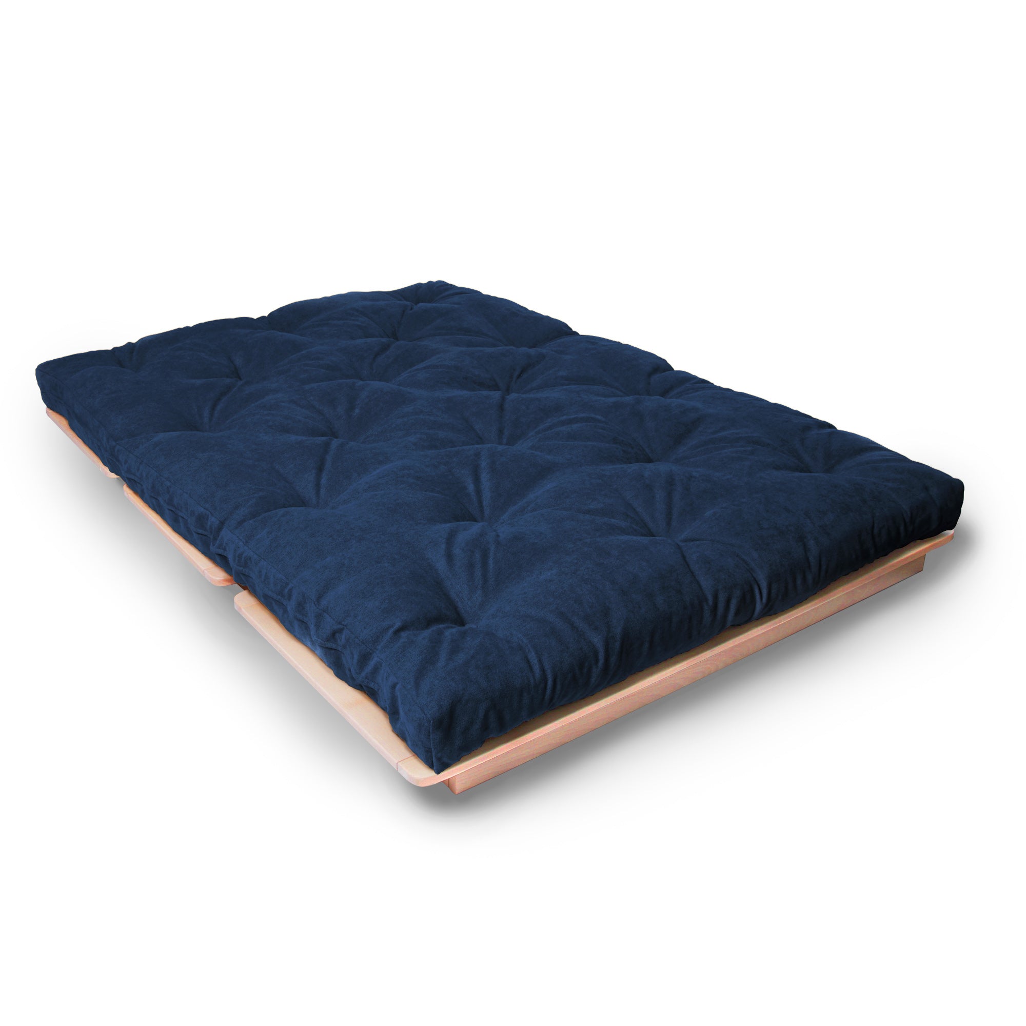 LAYTI-140 Canapé-Lit Futon Double, Bois De Hêtre Massif, Naturel